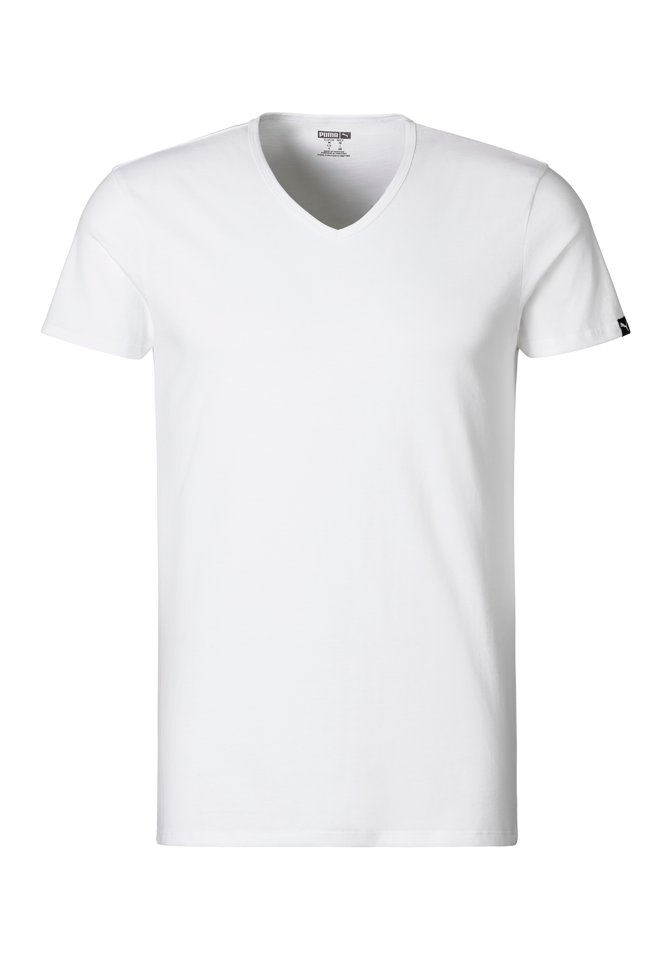 PUMA T-Shirt »PUMA BASIC 2P V-NECK TEE«, V-Ausschnitt, Kurzarm, elastisch, Baumwolle
