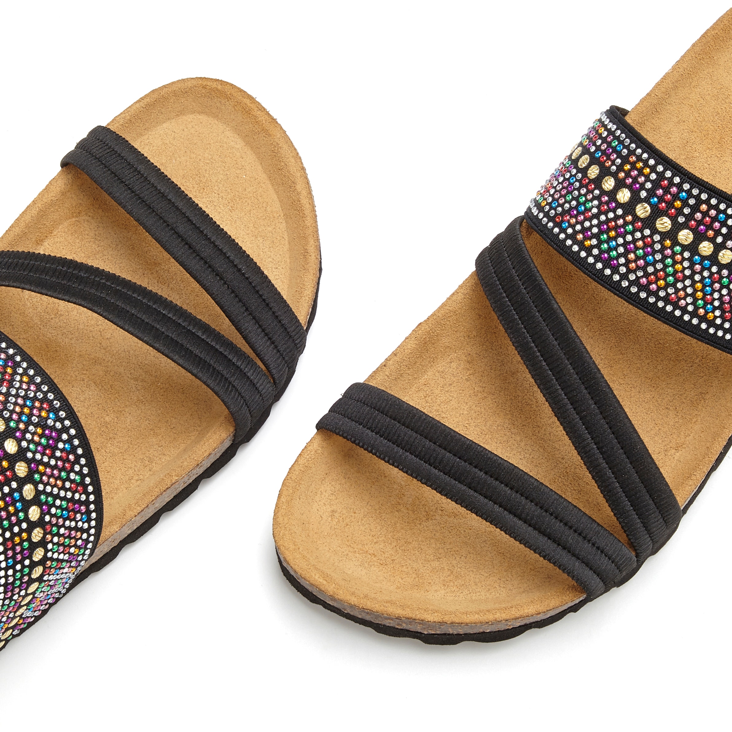 LASCANA Pantolette »Mule, Sandale, offener Schuh, Sommerschuh,«  mit Komfortkorkfußbett aus Leder und elastischen Riemen