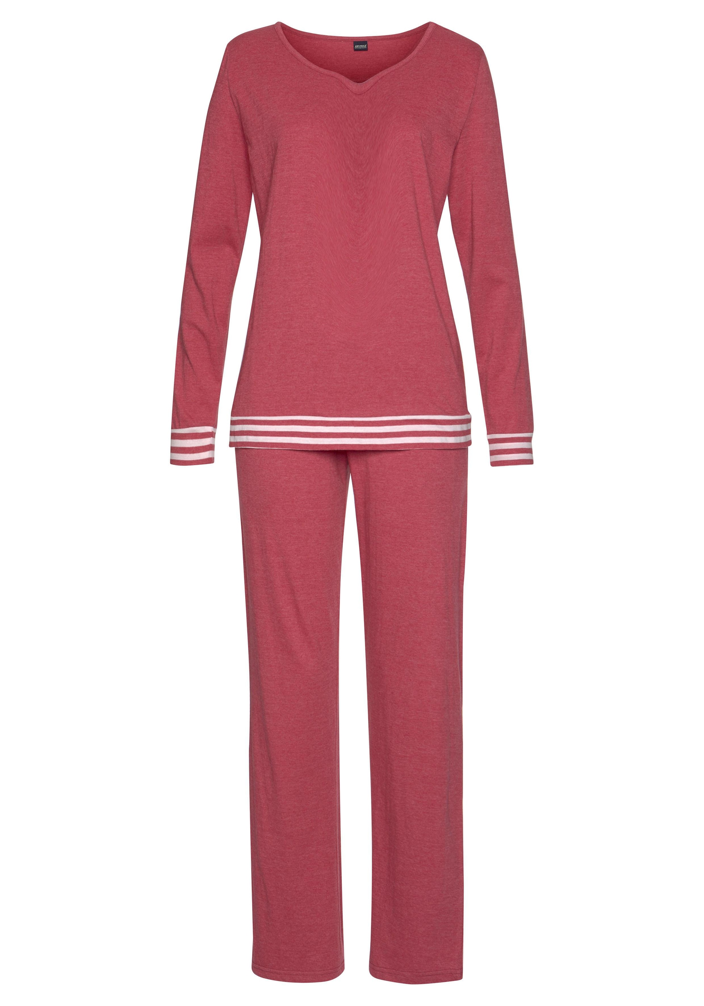 Arizona Pyjama, (2 tlg.), mit gestreiften Bündchen