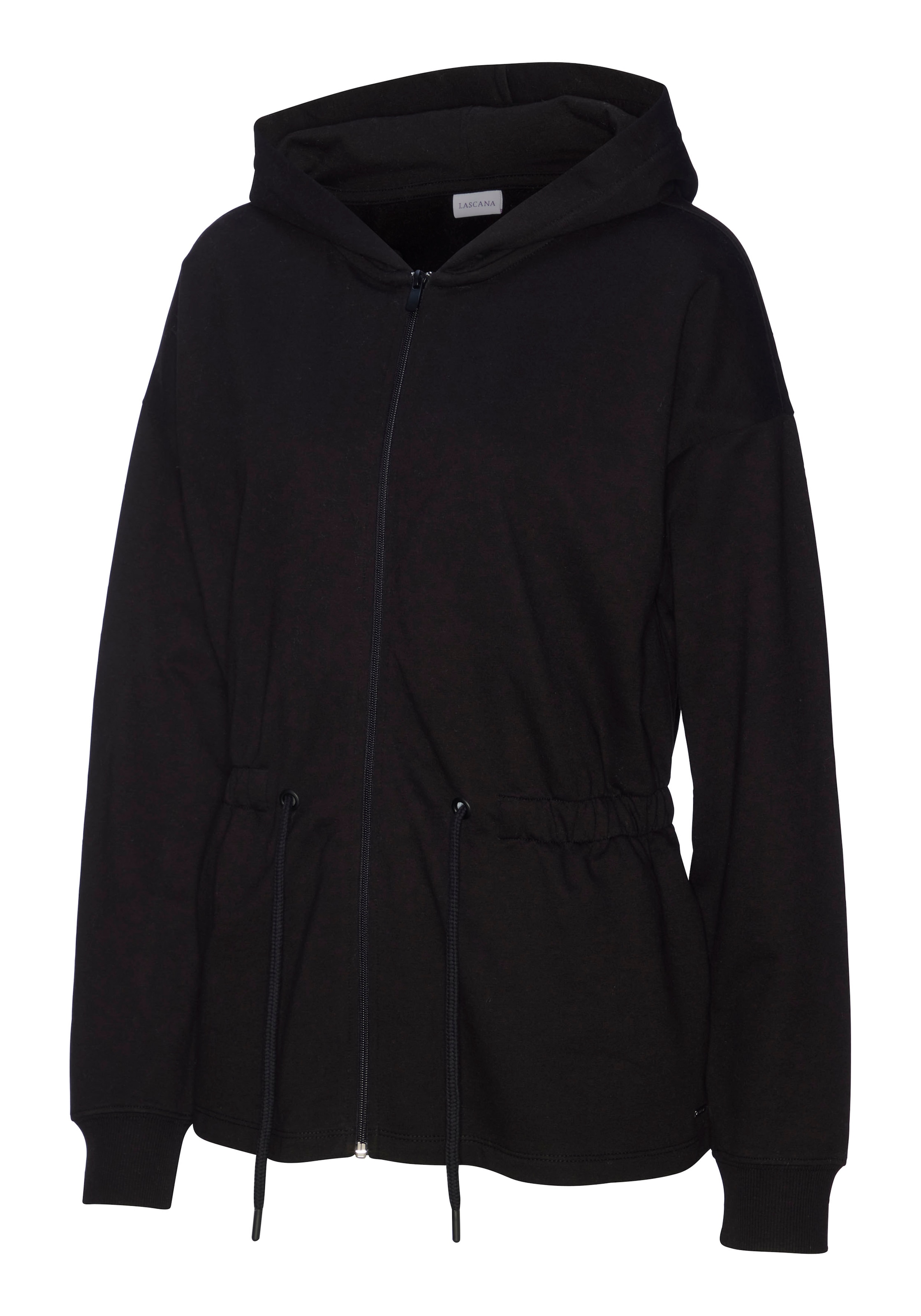 LASCANA Sweatjacke, mit Tunnelzug in der Taille, Loungewear, Loungeanzug