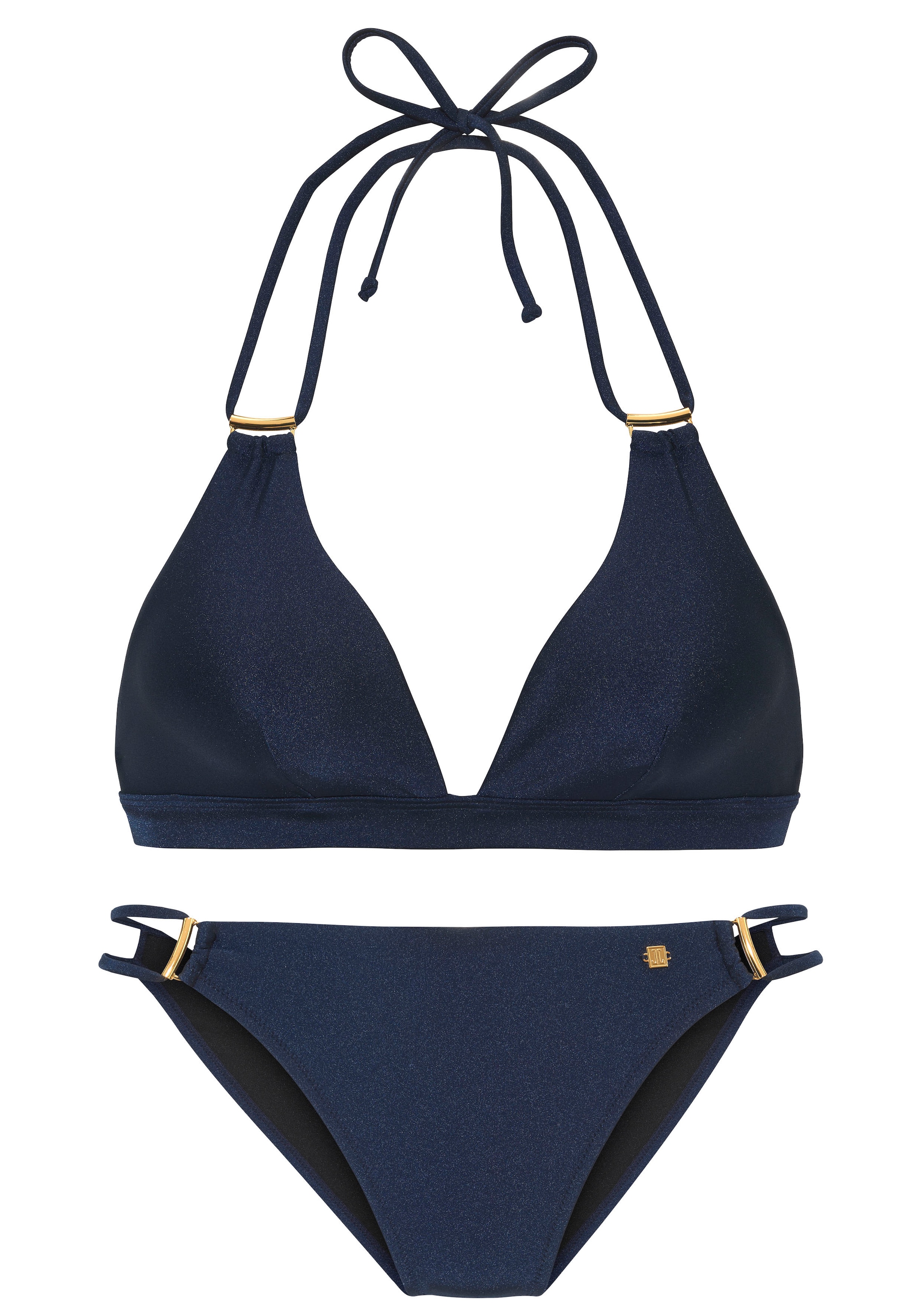JETTE Triangel-Bikini »Giulia«, mit goldfarbener Glanzbeschichtung und Accessoires