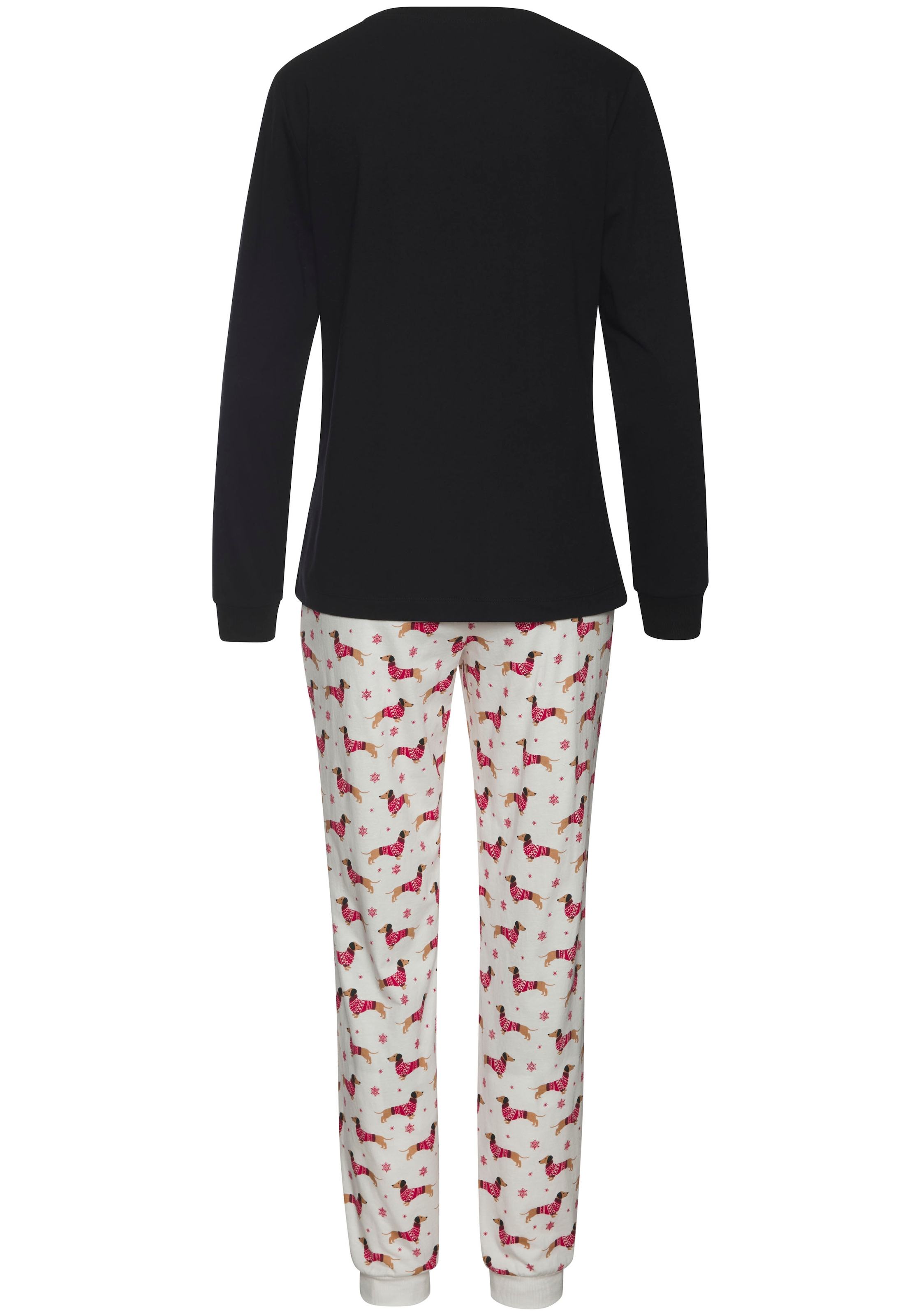 LASCANA Pyjama, (Set, 2 tlg.), mit süßem Dackel-Motiv