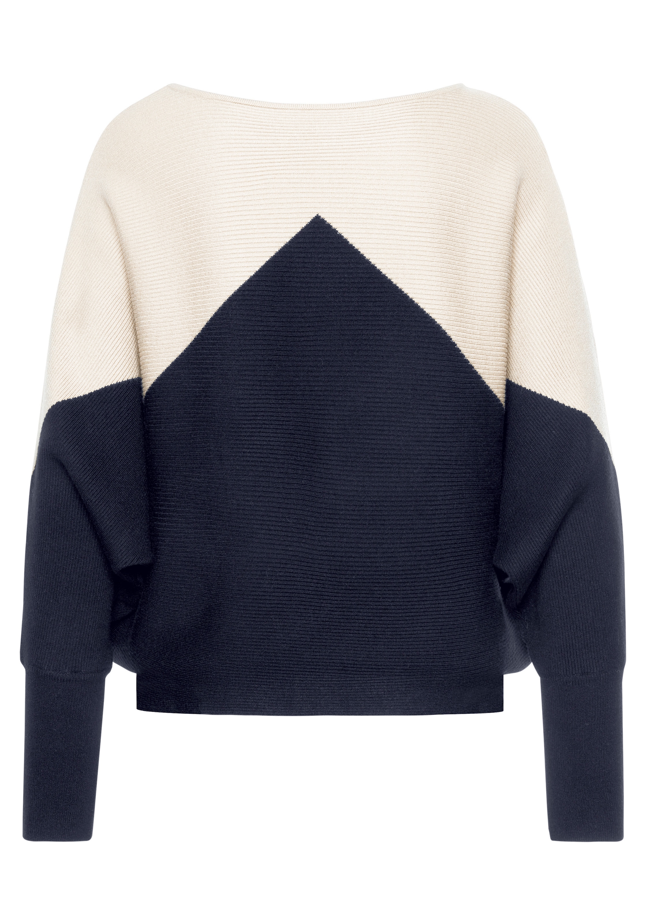 LASCANA Strickpullover mit Colorblock-Optik und leichten Fledermausärmeln