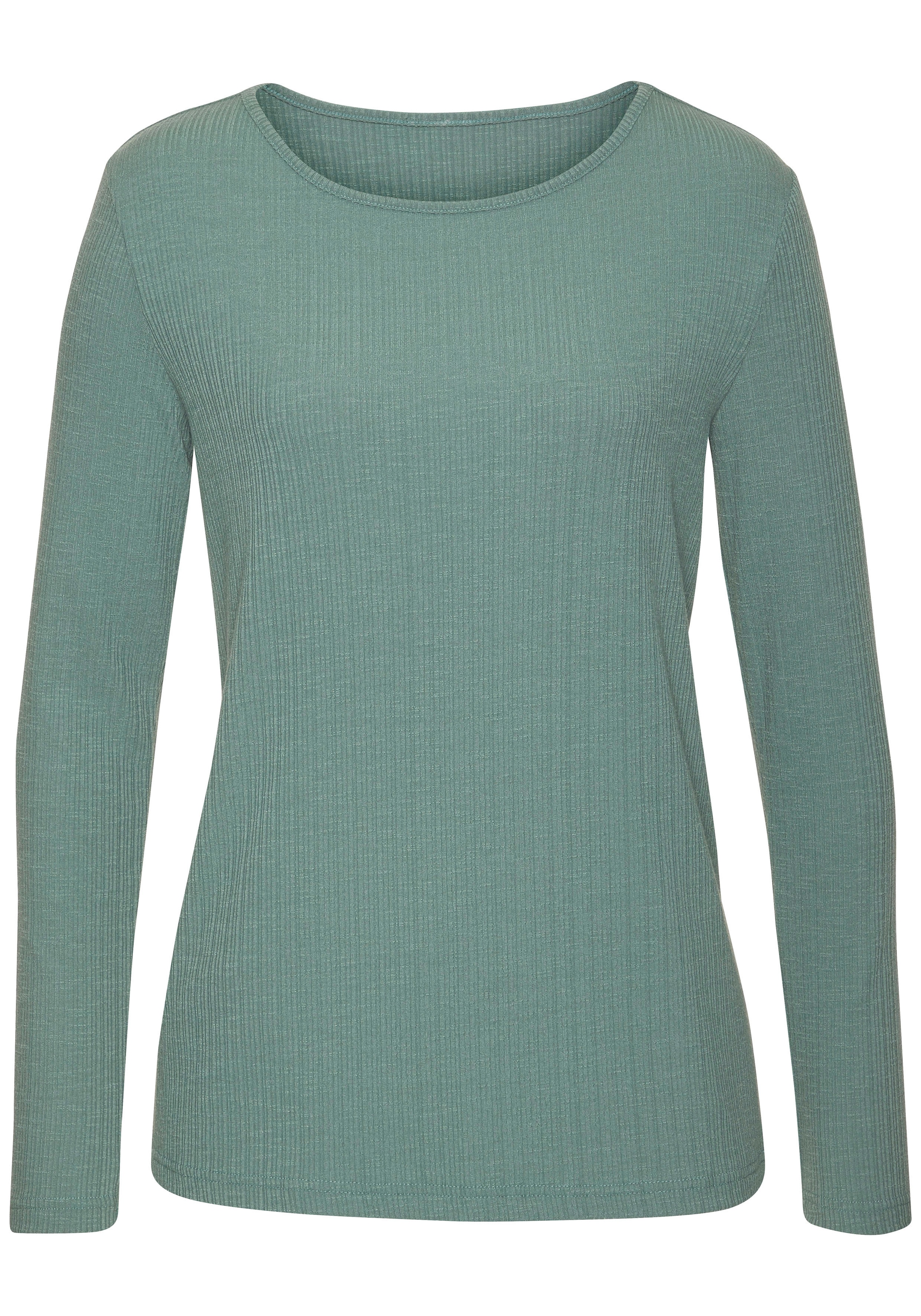 Vivance Langarmshirt »mit modischer Rippstruktur«, (2er-Pack), aus weichfließender Qualität mit Viskose