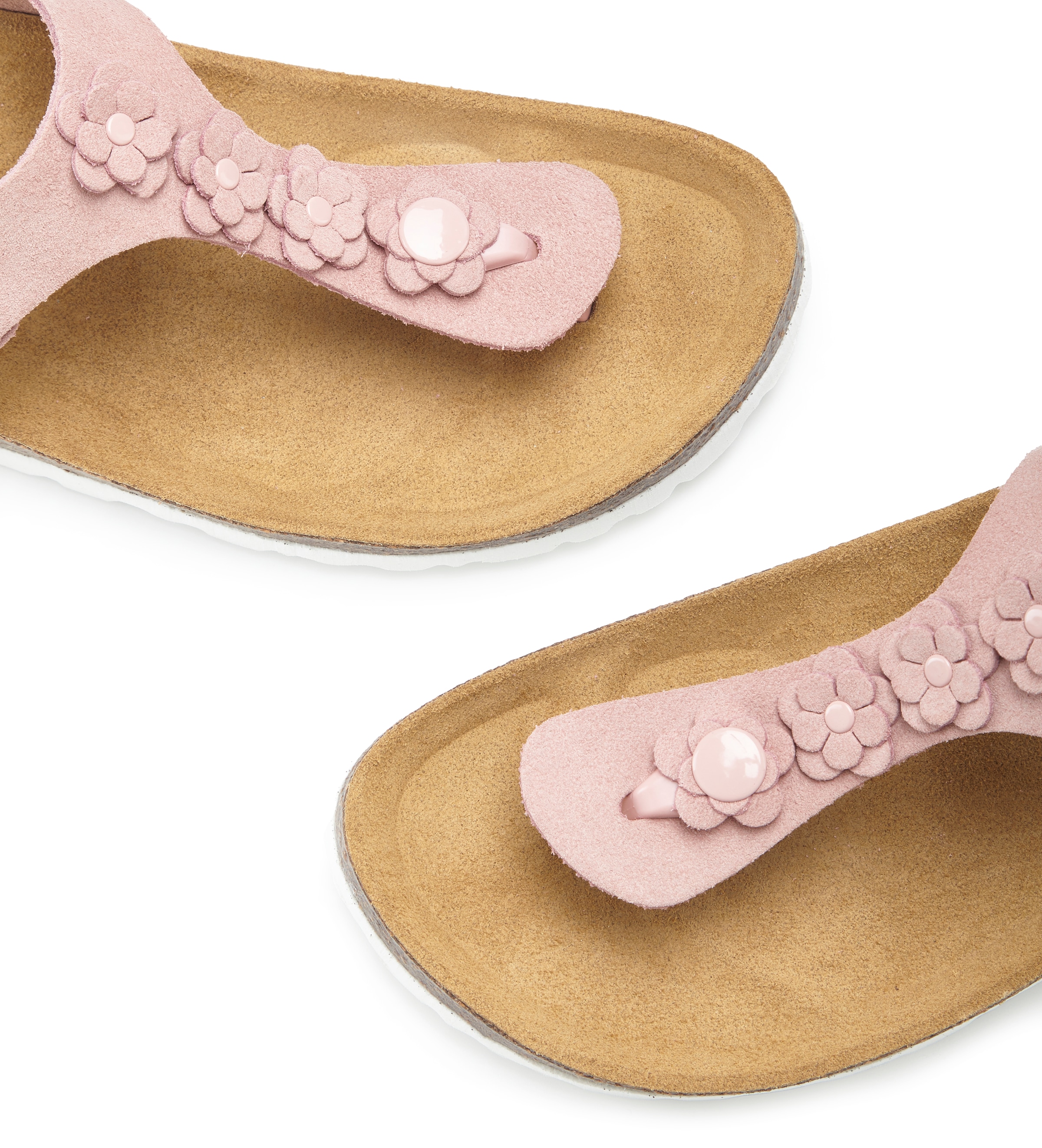 Vivance Pantolette »Mule, Sandale, offener Schuh, Sommerschuh,«  NEU aus Leder mit Korkfußbett und Blüten-Applikation