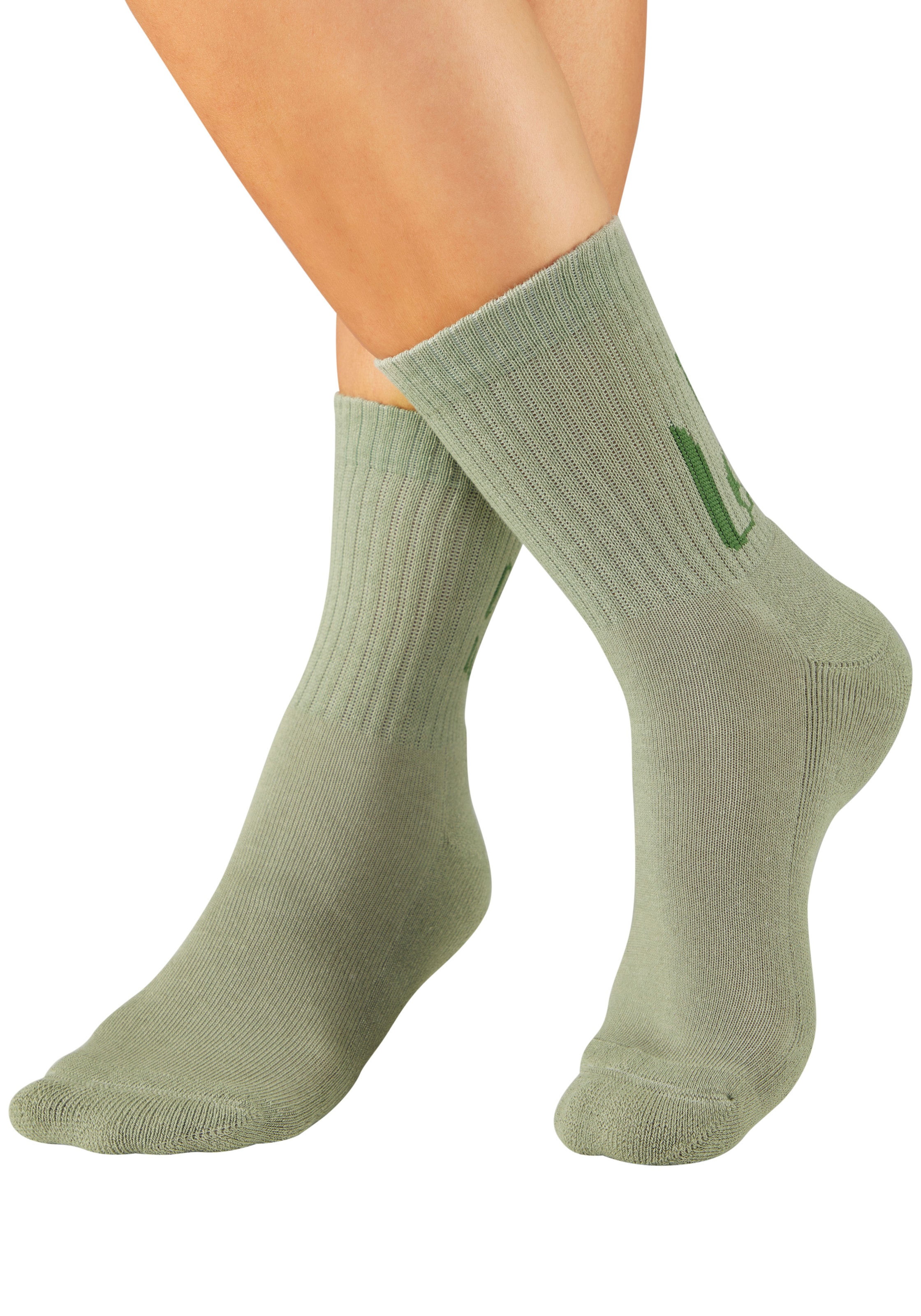 H.I.S Tennissocken »Damen Sportsocken daily socks« Packung, 7 Paar tlg. mit Fußfrottee und ansprechenden Schriftzügen