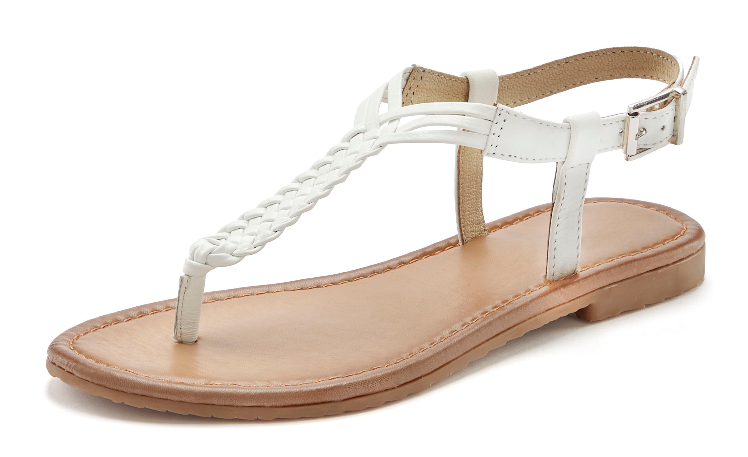 Vivance Zehentrenner, Sandalette, Sommerschuh,Sandale aus Leder mit Flecht-Optik