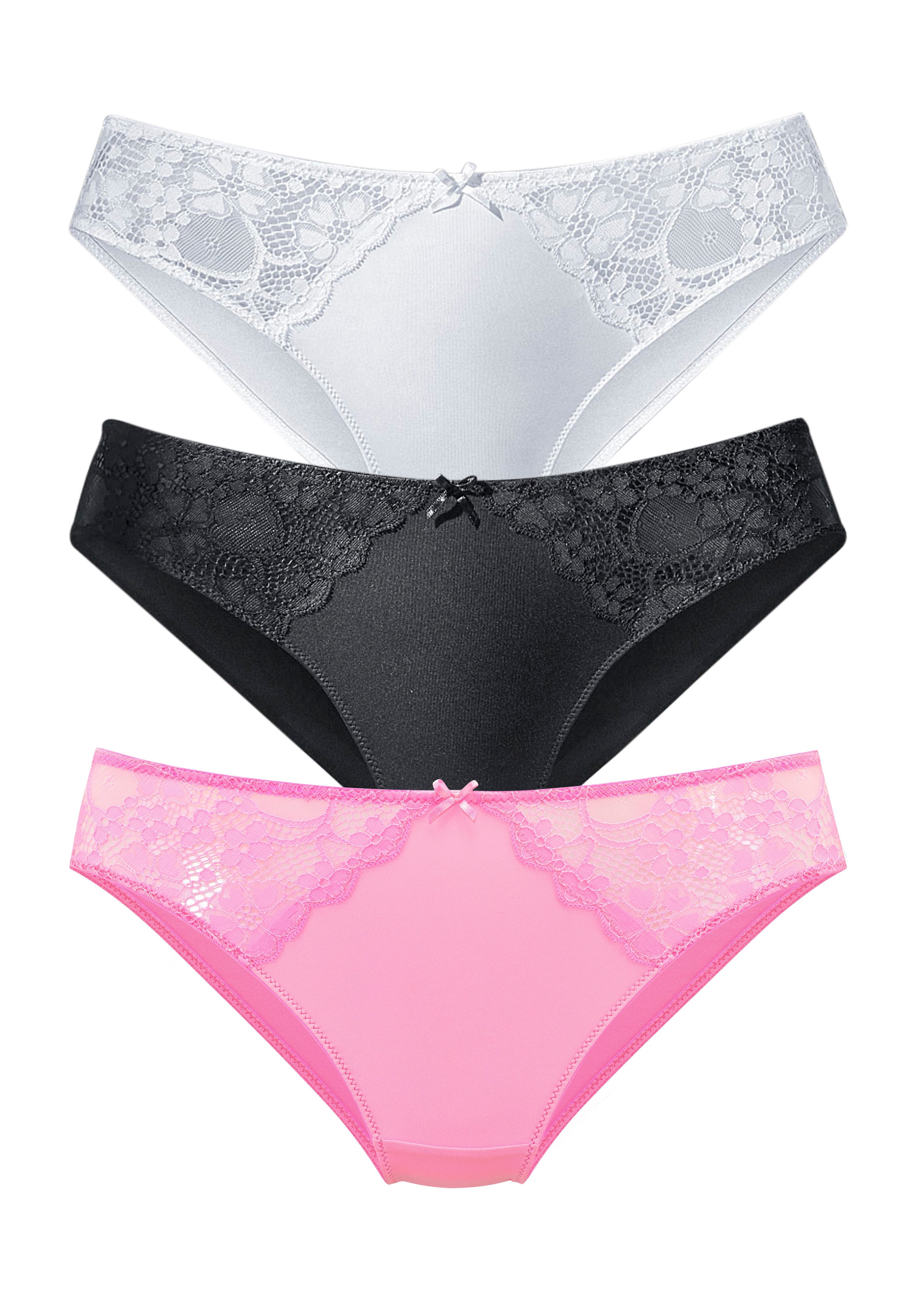 petite fleur Slip, (3 St.), mit leicht transparenter Jacquardspitze an den Seiten