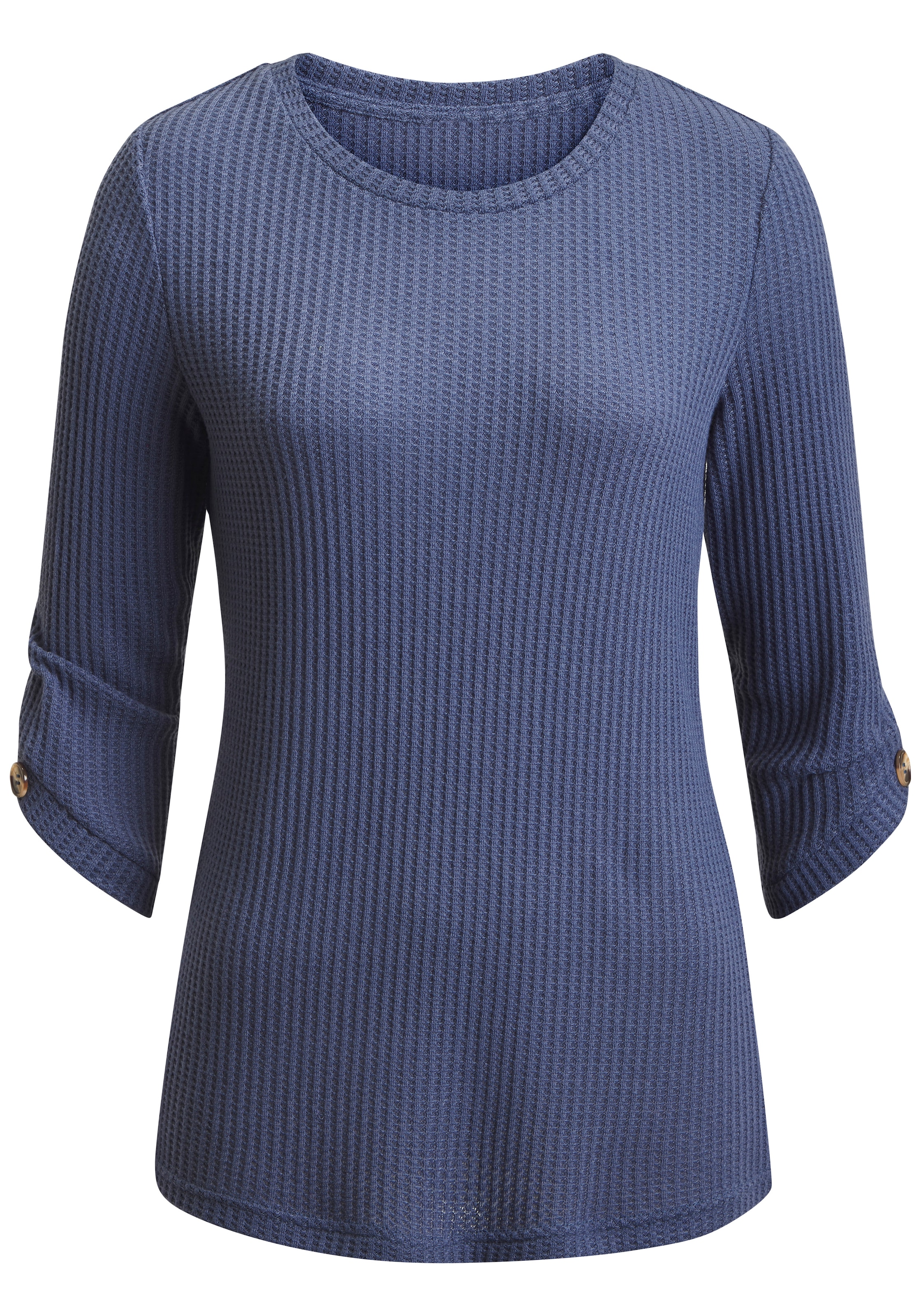 LASCANA 3/4-Arm-Shirt »mit Knopfdetail« aus weicher Piqué-Qualität