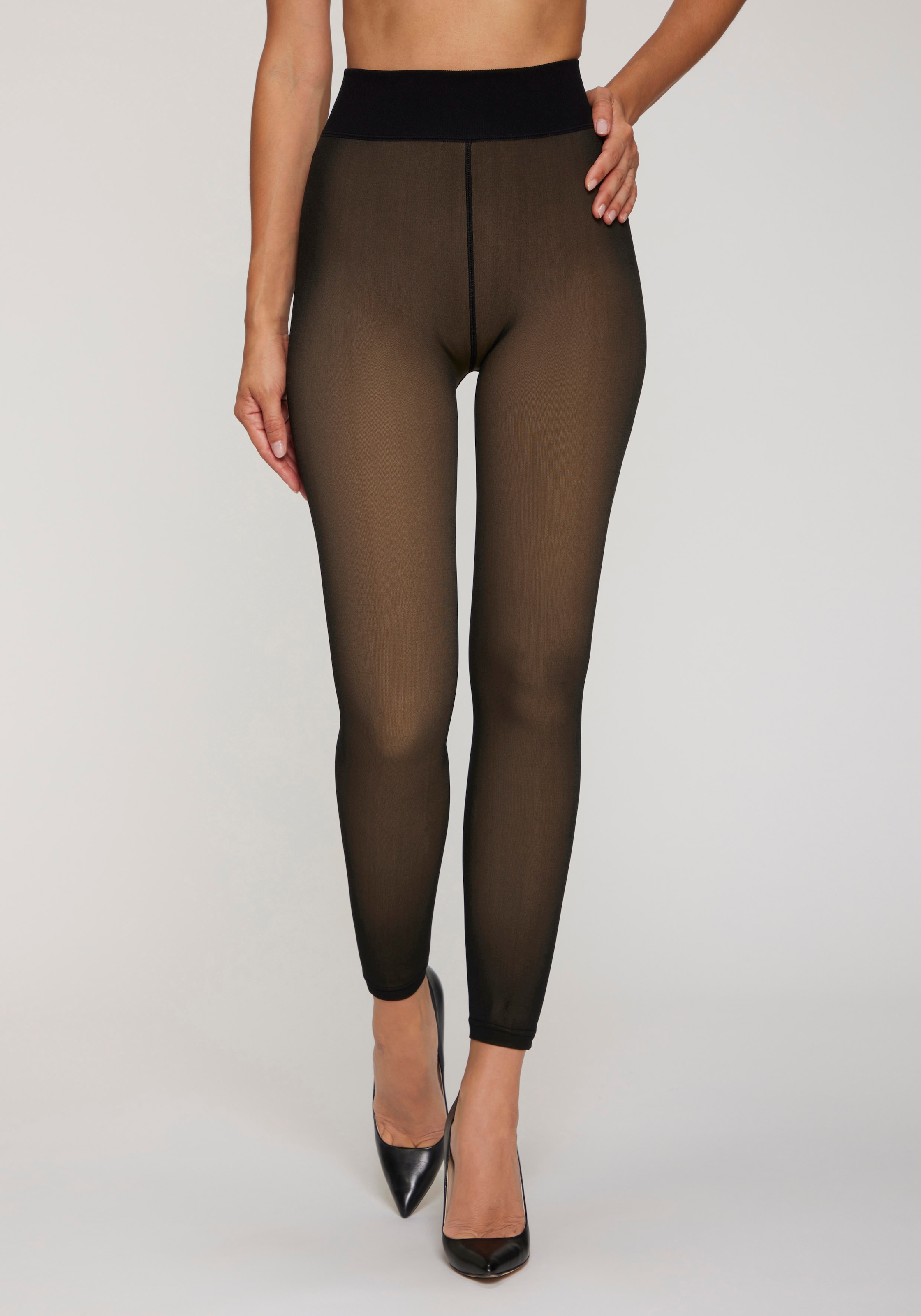Lavana Feinstrumpfleggings, transparente Optik mit wärmendem Innen-Fleece
