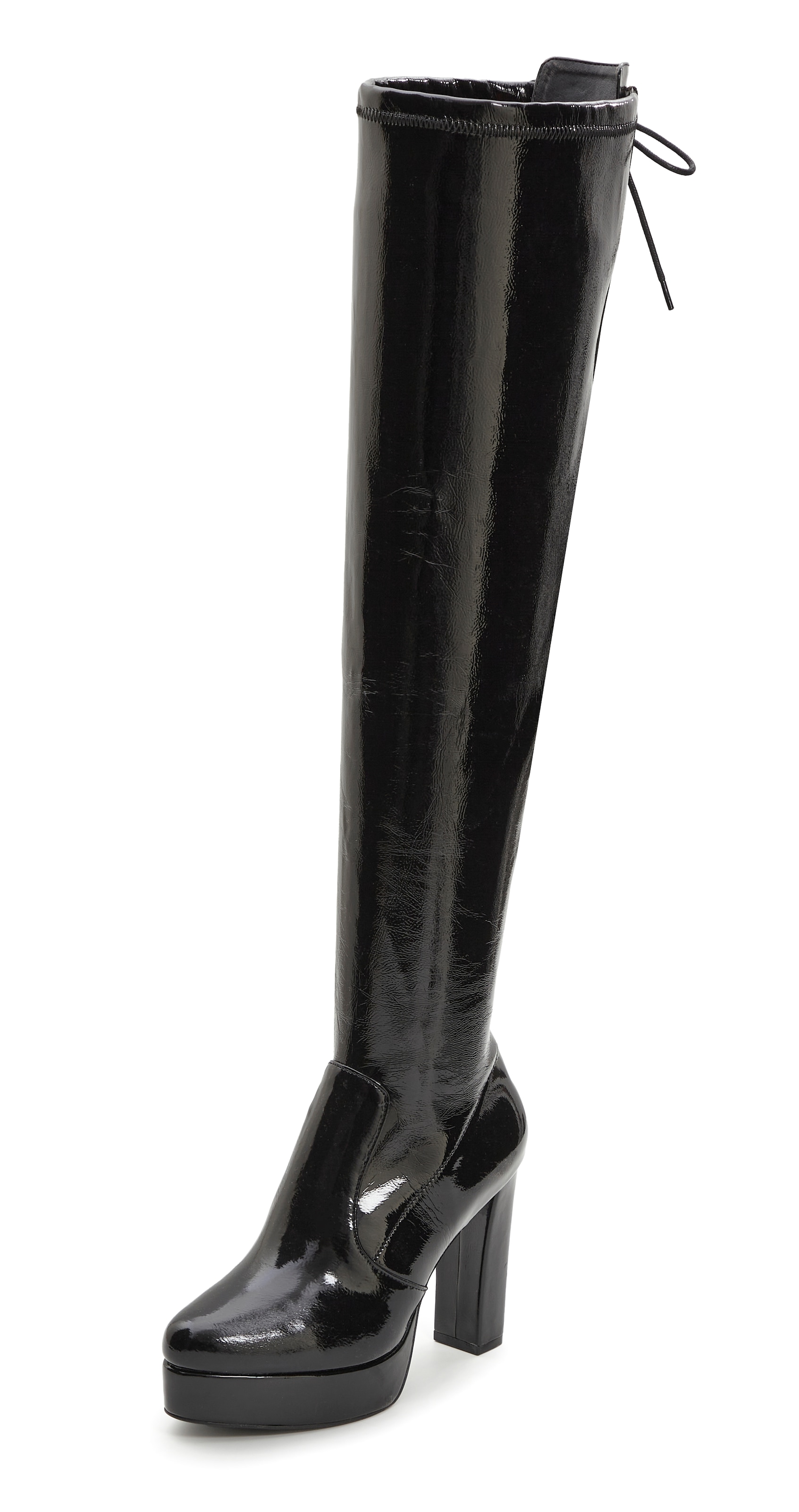 LASCANA Belle Affaire Overkneestiefel »High-Heel-Stiefelette mit Plateau,«  in erotischer Lack-Optik