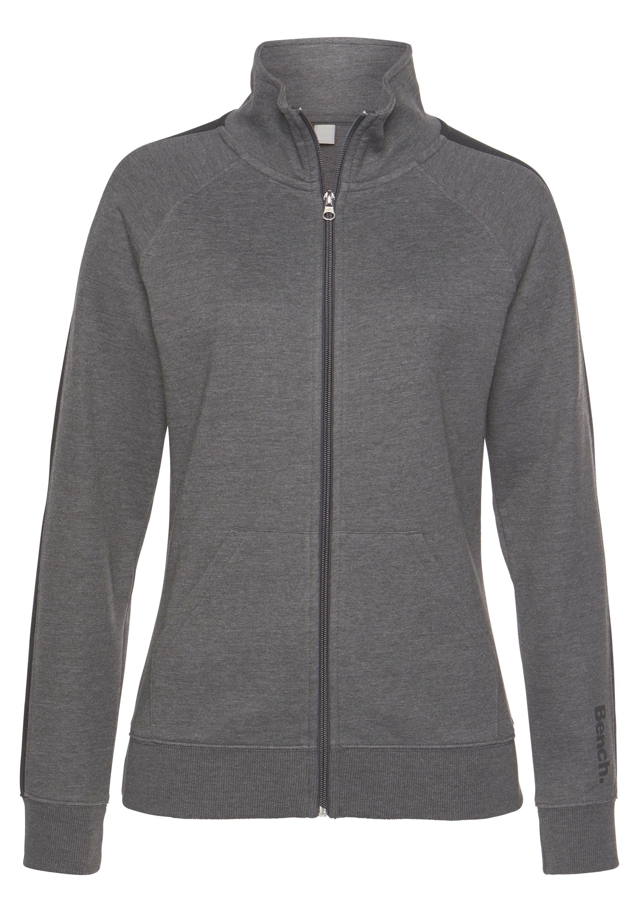 Bench. Loungewear Sweatjacke, mit Seitenstreifen und Stehkragen, Loungewear
