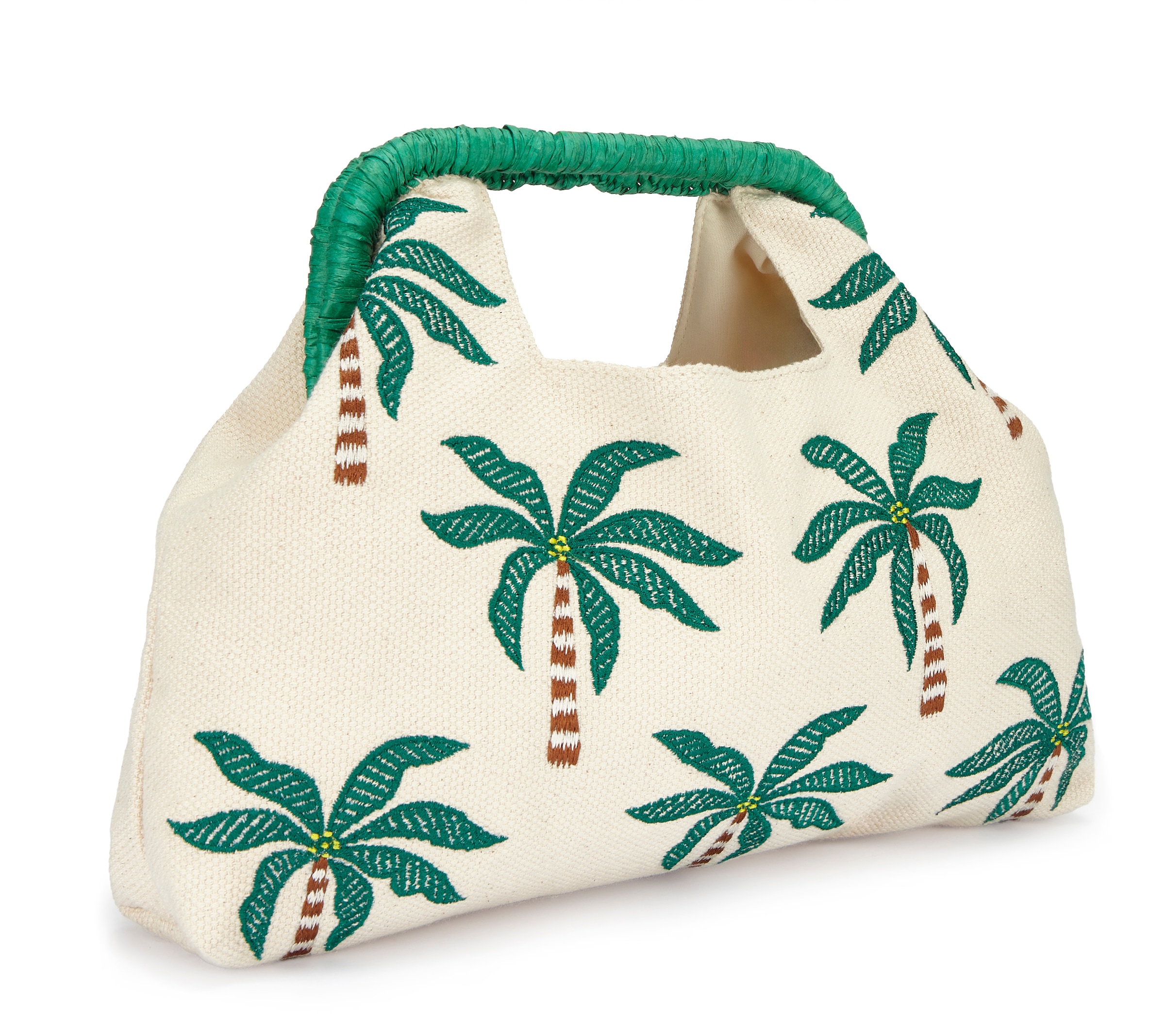 LSCN by LASCANA Handtasche Clutch, sommerliche Palmen-Stickerei