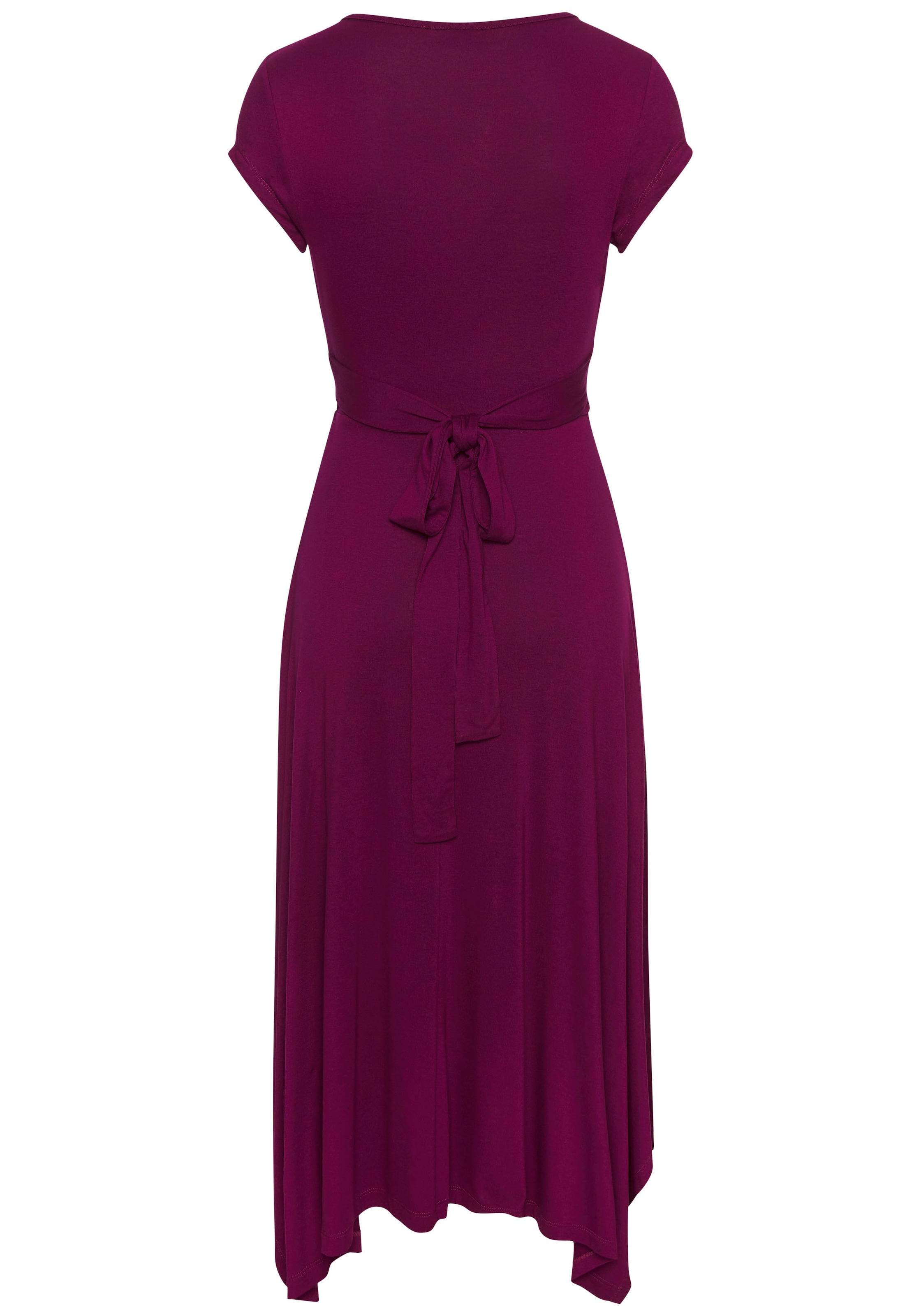 Beachtime Sommerkleid, mit Zipfelsaum und Schleife, Jerseykleid, asymmetrisches Rockteil
