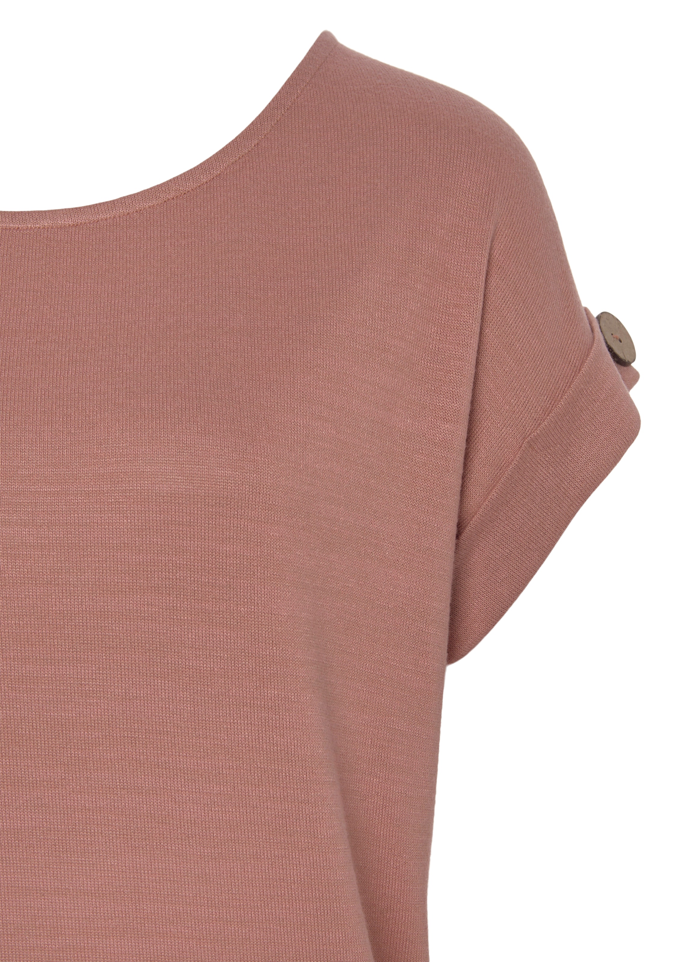 LASCANA Kurzarmshirt »mit Knopfdetail am Ärmelabschluss«, aus weichem Viskose-Feinstrick