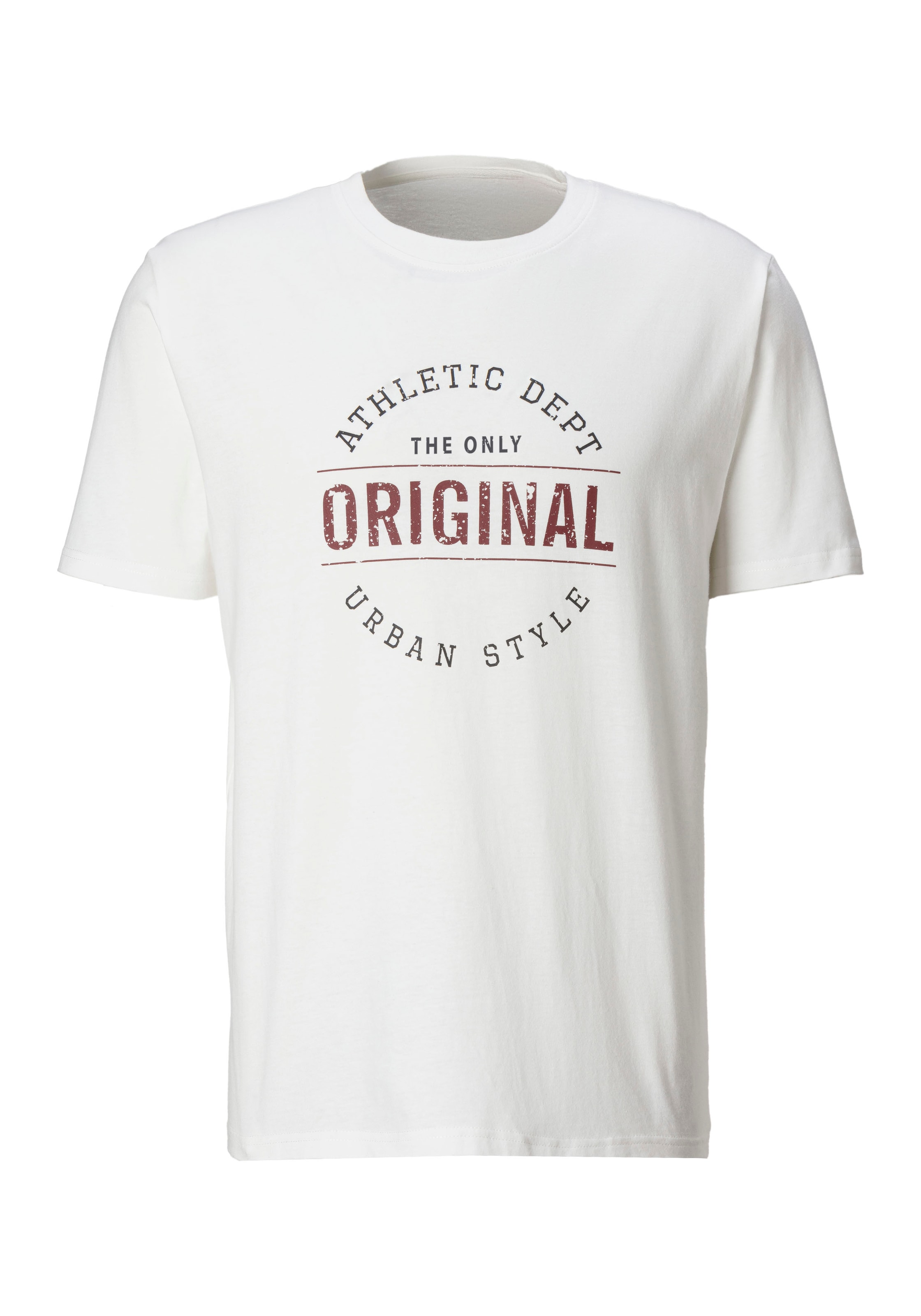 John Devin T-Shirt »Regular Fit,«, Kurzarm, Freizeitshirt mit Rundhals, Frontprint, reine Baumwolle