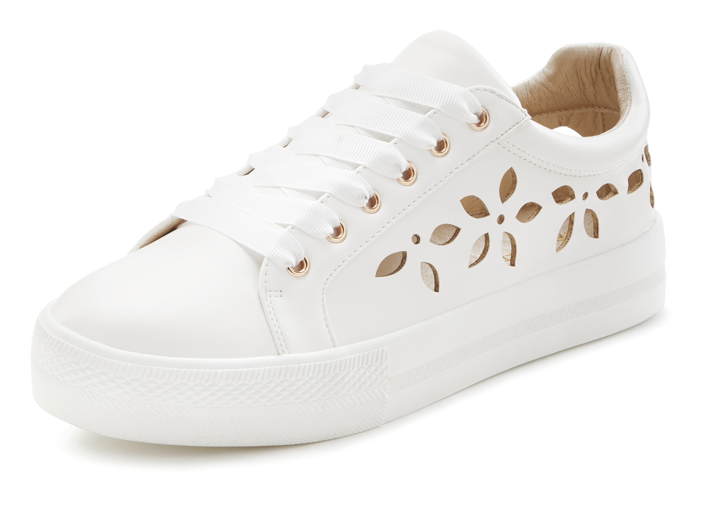 LASCANA Sneaker, mit kleinen Cut-Outs, Schnürhalbschuhe, Freizeitschuhe VEGAN