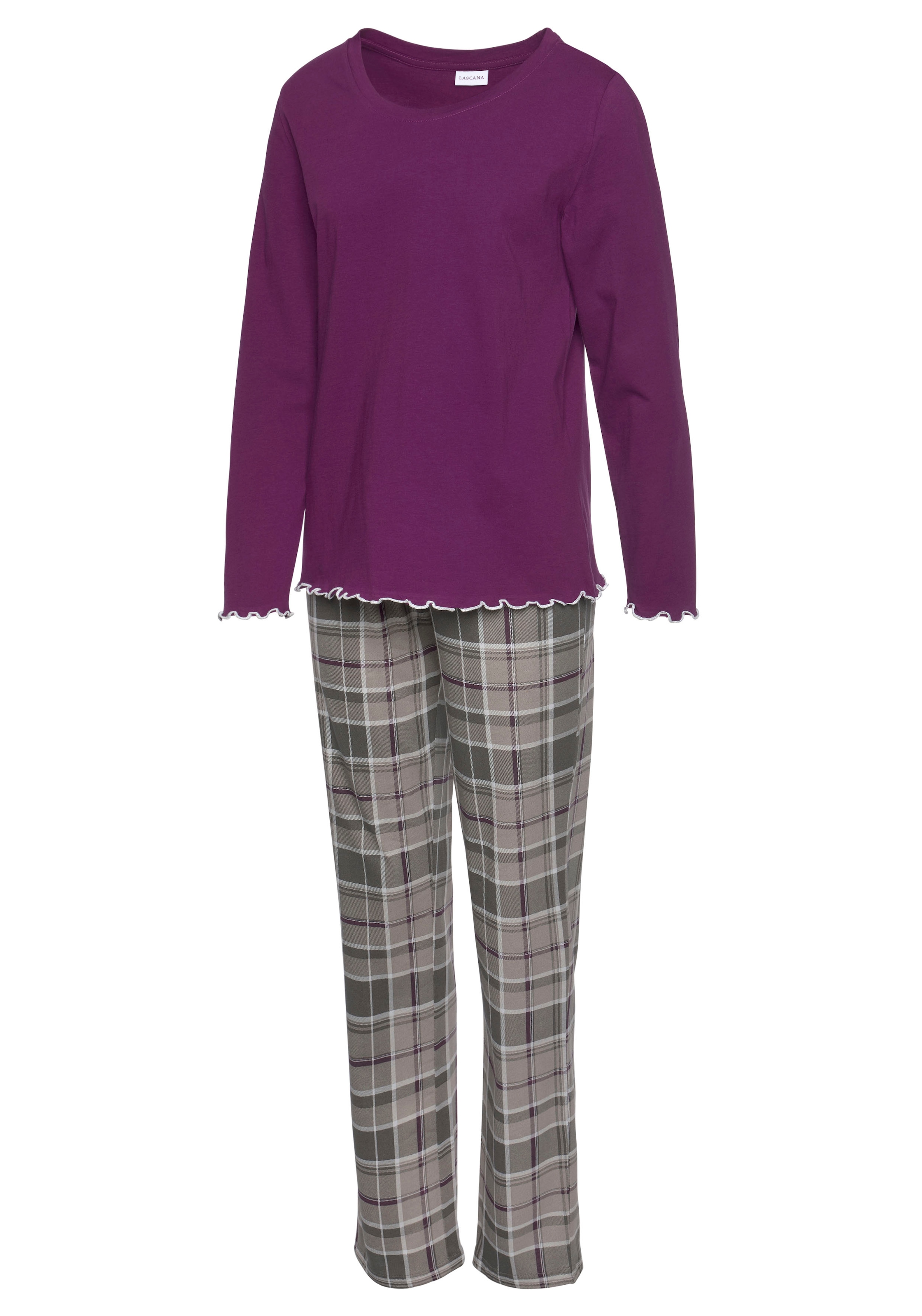 LASCANA Pyjama 2 Stk. tlg., mit Flanellhose im Karomuster