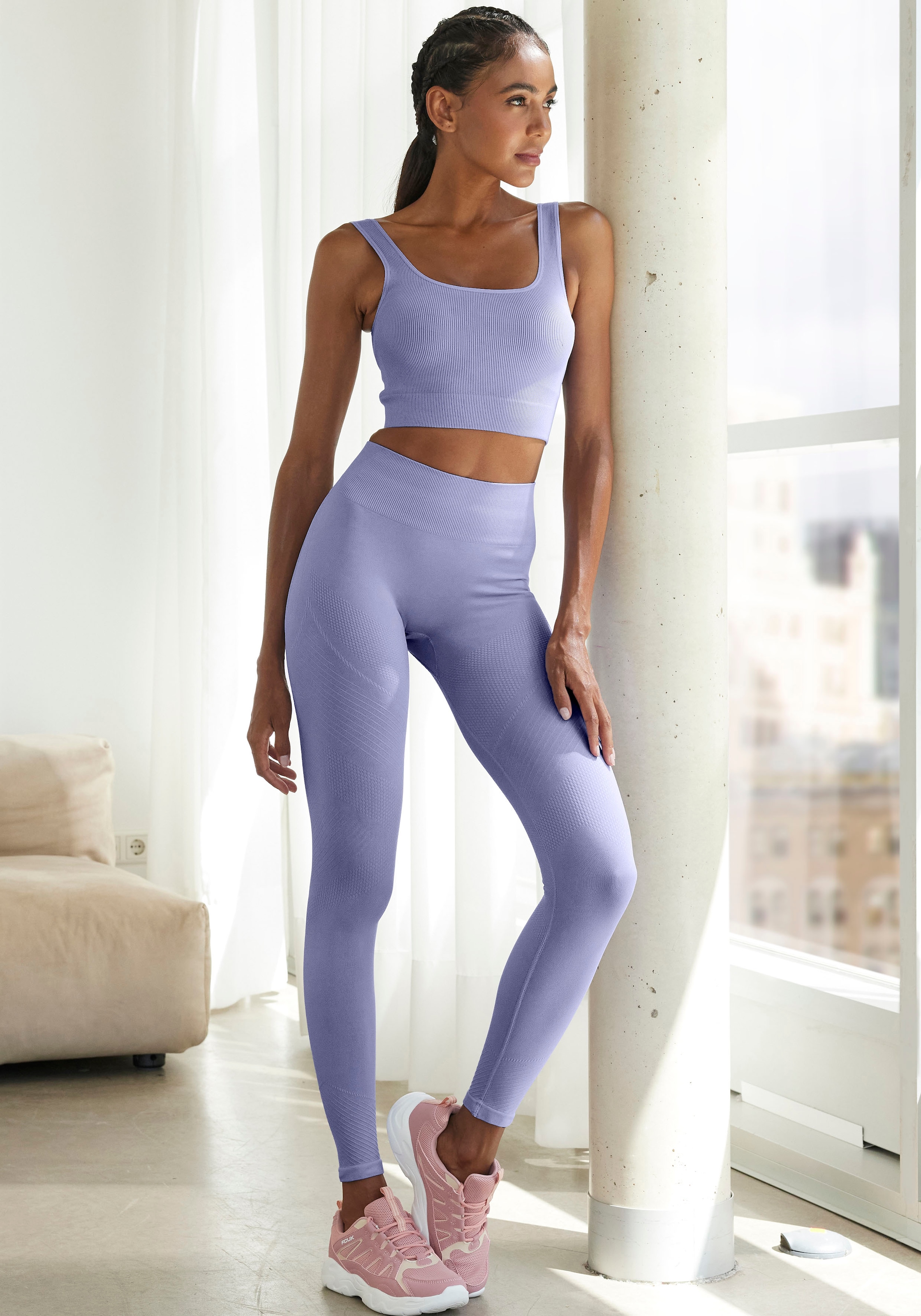 LASCANA Seamless Leggings »Po Push Up«, mit Rippstruktur und Shapingeffekt, Sporthose, Sportleggings