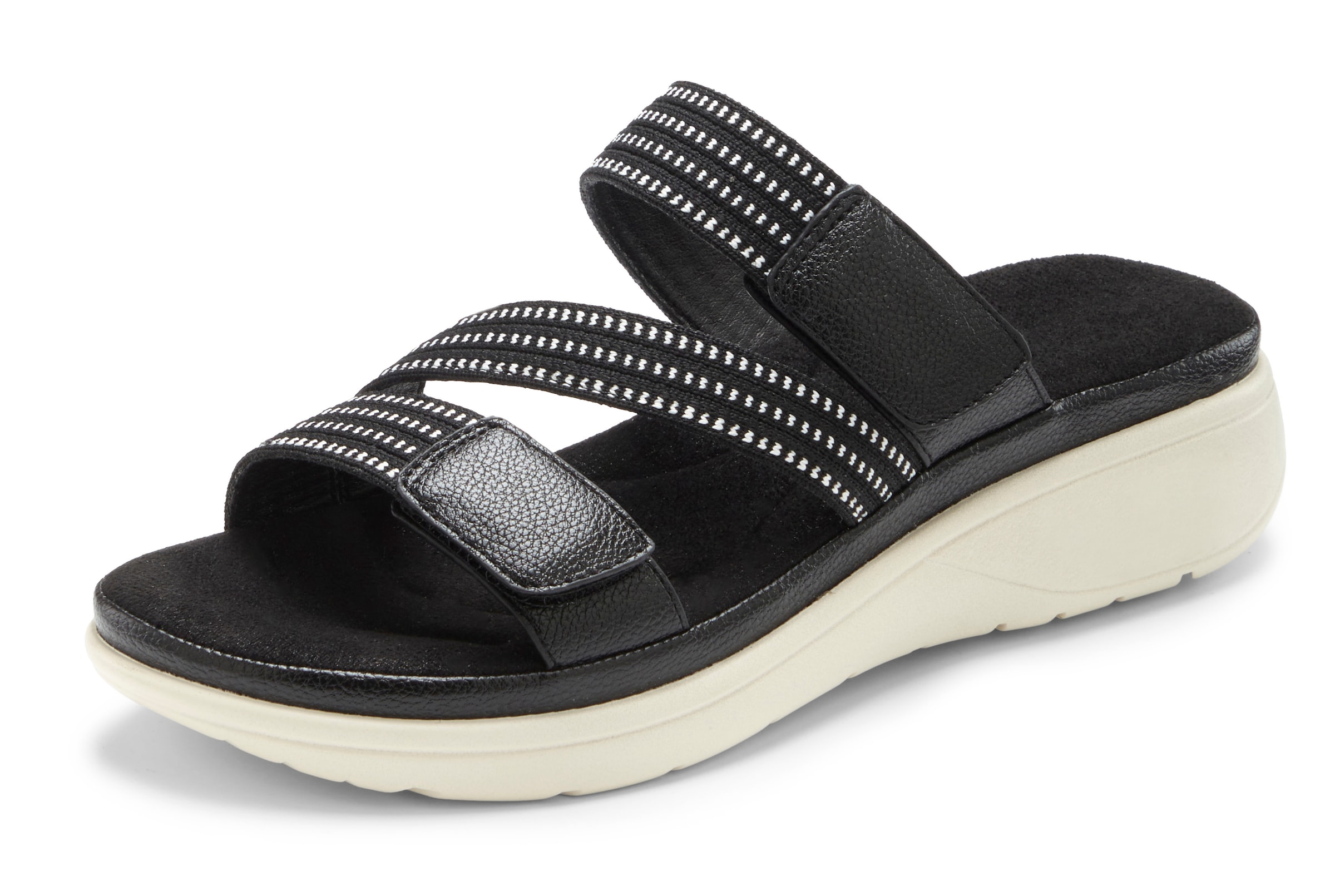 Vivance Pantolette »Sandale, offener Schuh, Sandalette, Sommerschuh,«  mit dezentem Keilabsatz und Klettverschlüssen