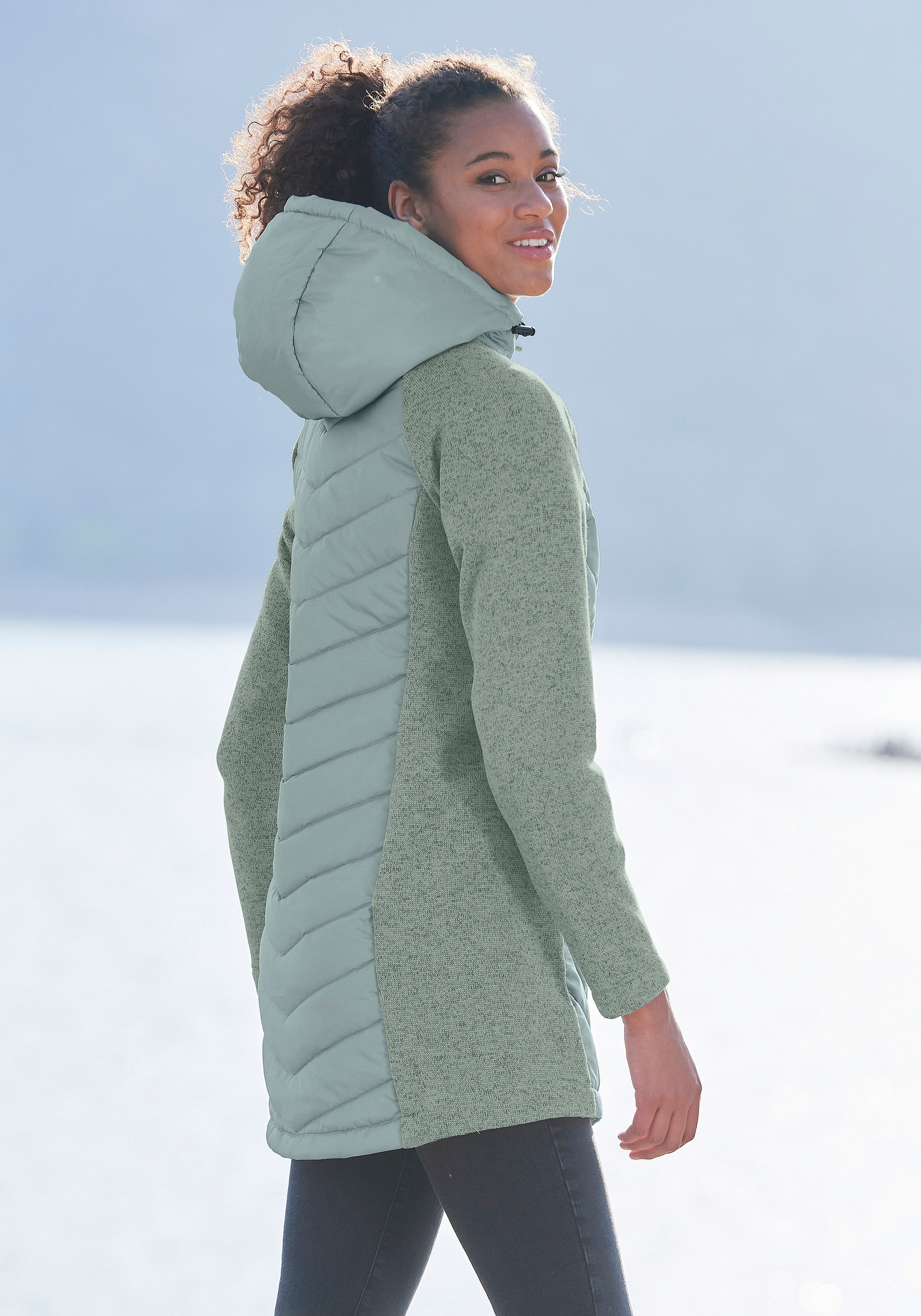 Vivance Steppjacke, mit Kapuze, mit Strickfleece-Ärmeln