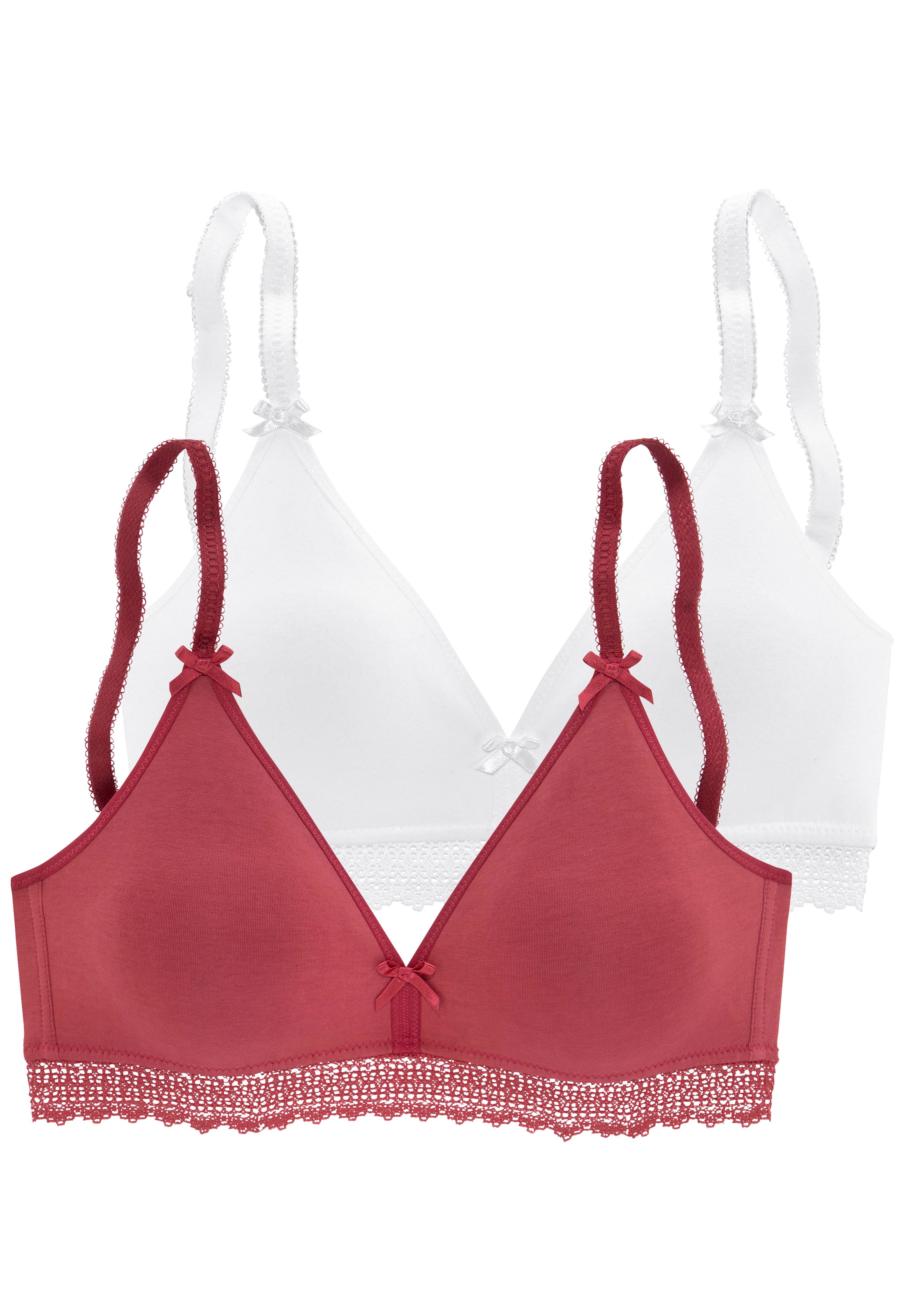 petite fleur Bralette-BH, ohne Bügel mit Spitzenband, aus weicher Baumwolle, Basic Dessous