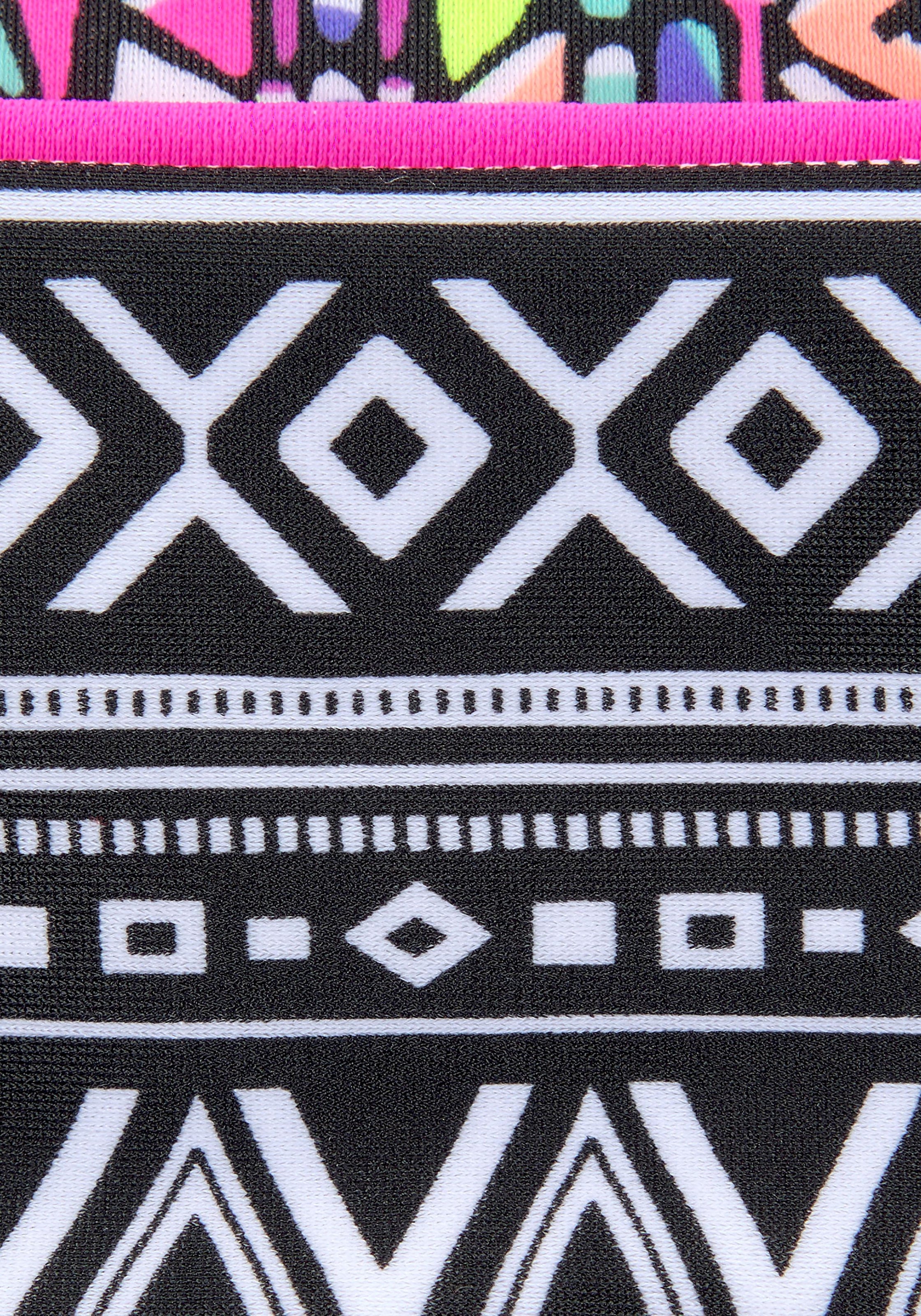 Buffalo Bandeau-Bikini , mit Ethnodruck und Kontrastdetails