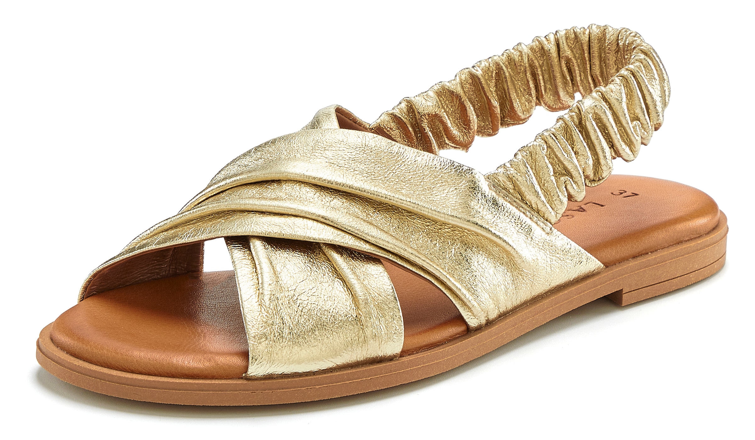 LASCANA Sandale »Sandalette, Sommerschuh, offener Schuh, Pantolette«  aus Leder mit elastischen Riemchen