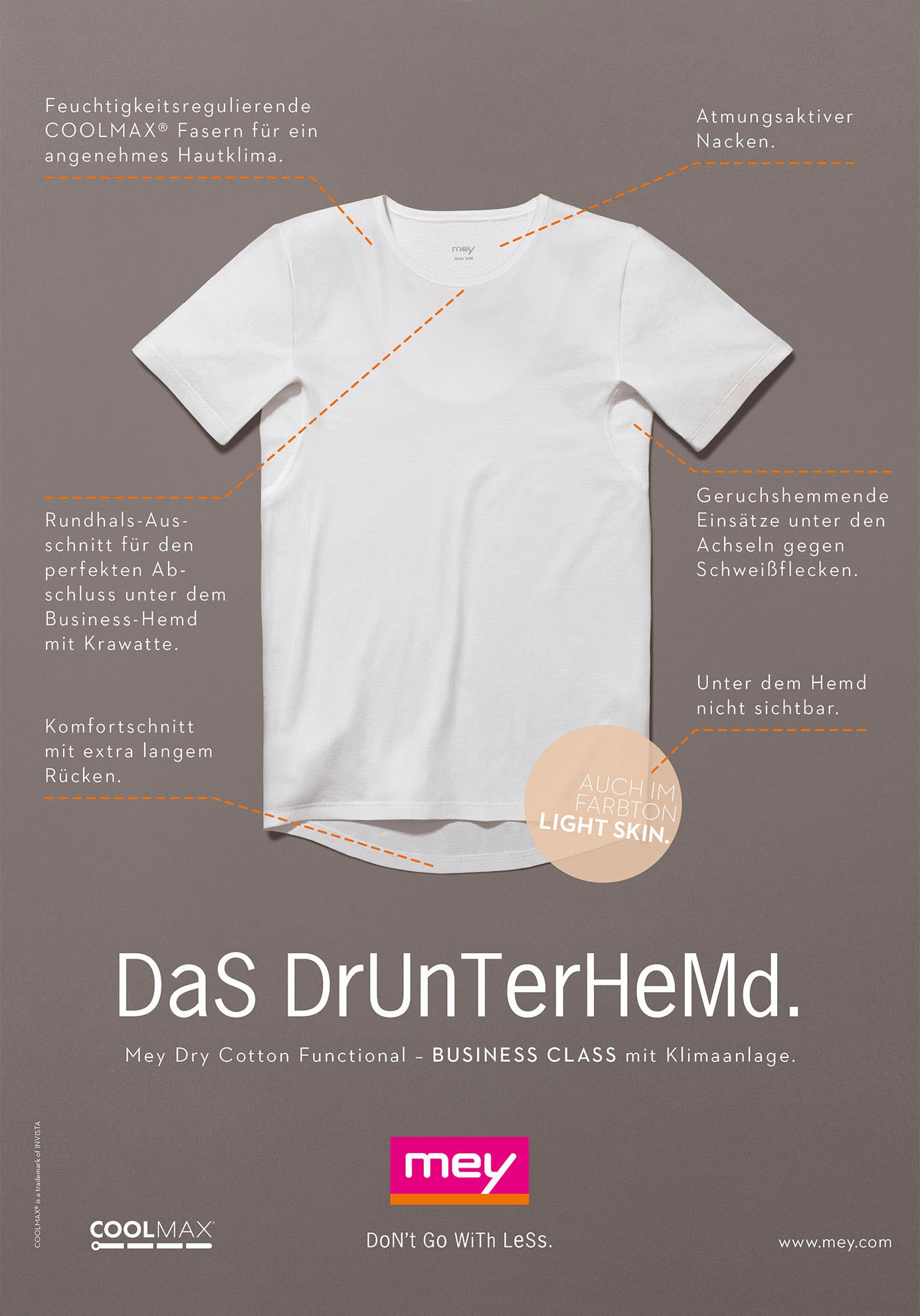 Mey Unterziehshirt »Dry Cotton Functional« Kurzarm, Rundhals-Ausschnitt, Single Jersey, mit extra-langem Rücken