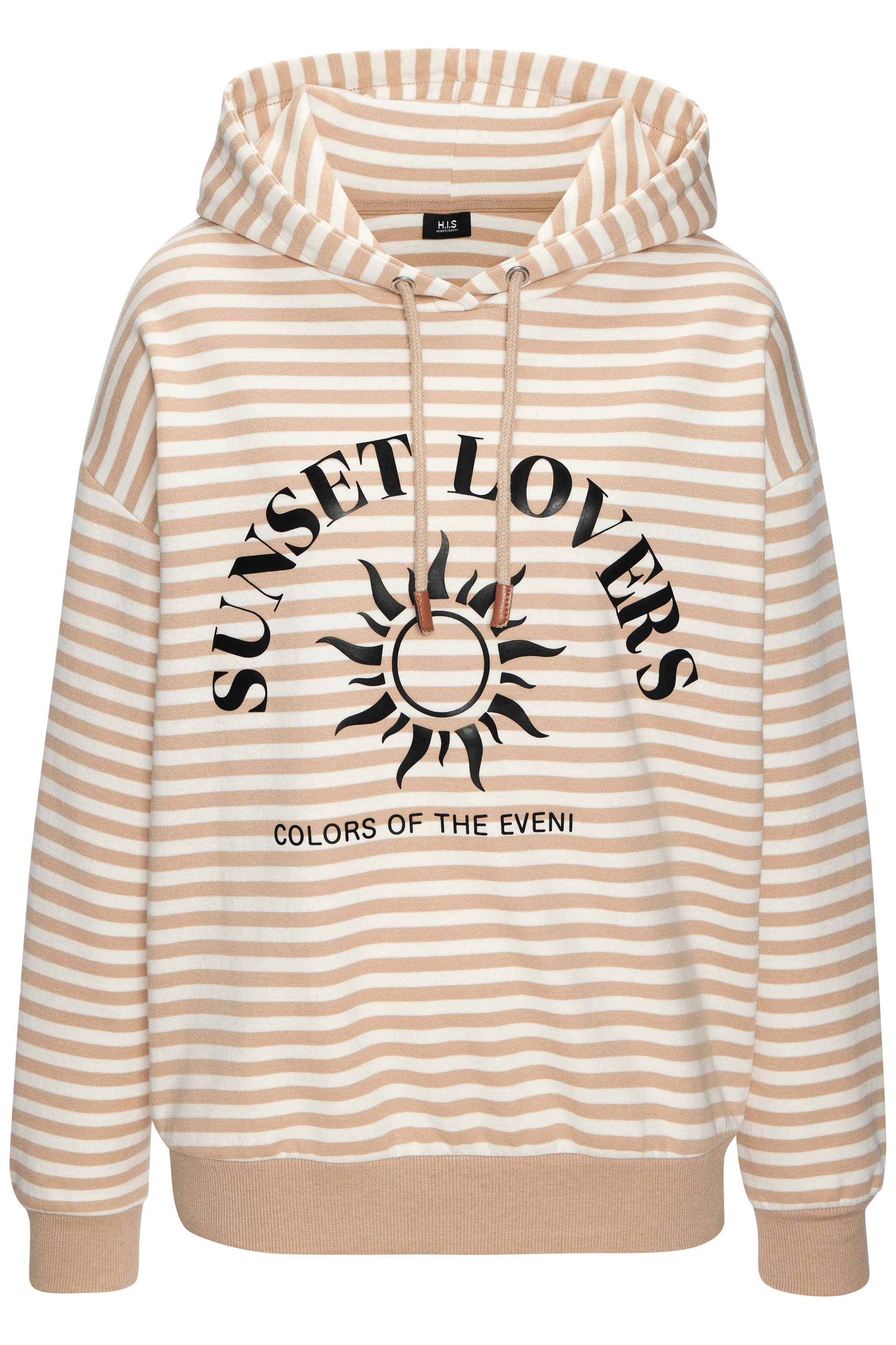 H.I.S Kapuzenpullover im Streifenlook mit großen Print, Loungewear