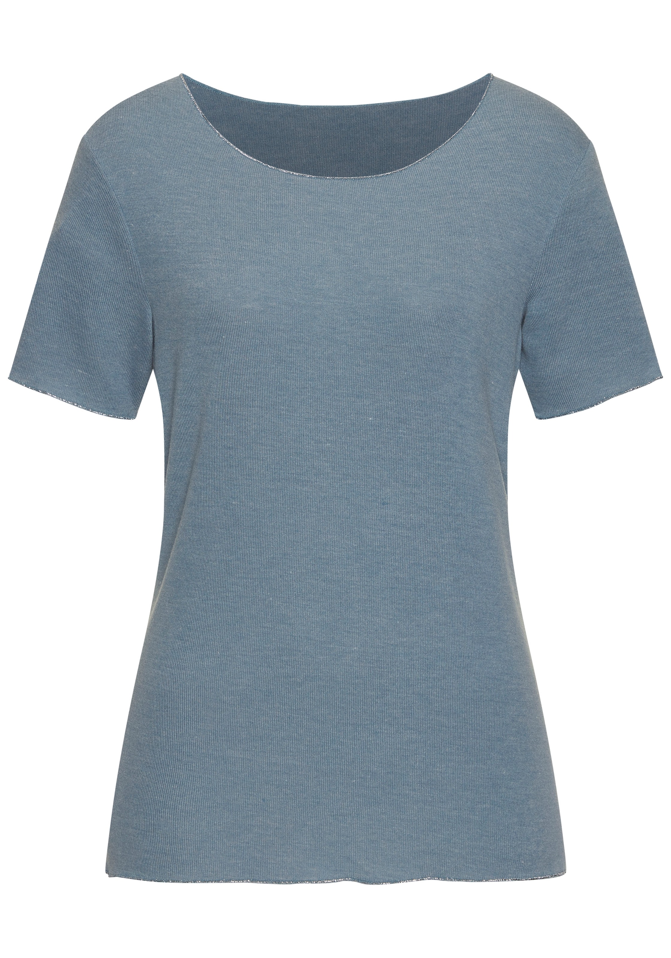 LASCANA Rundhalsshirt »mit feiner Glitzereinfassung«, aus weichem Viskose-Feinstrick
