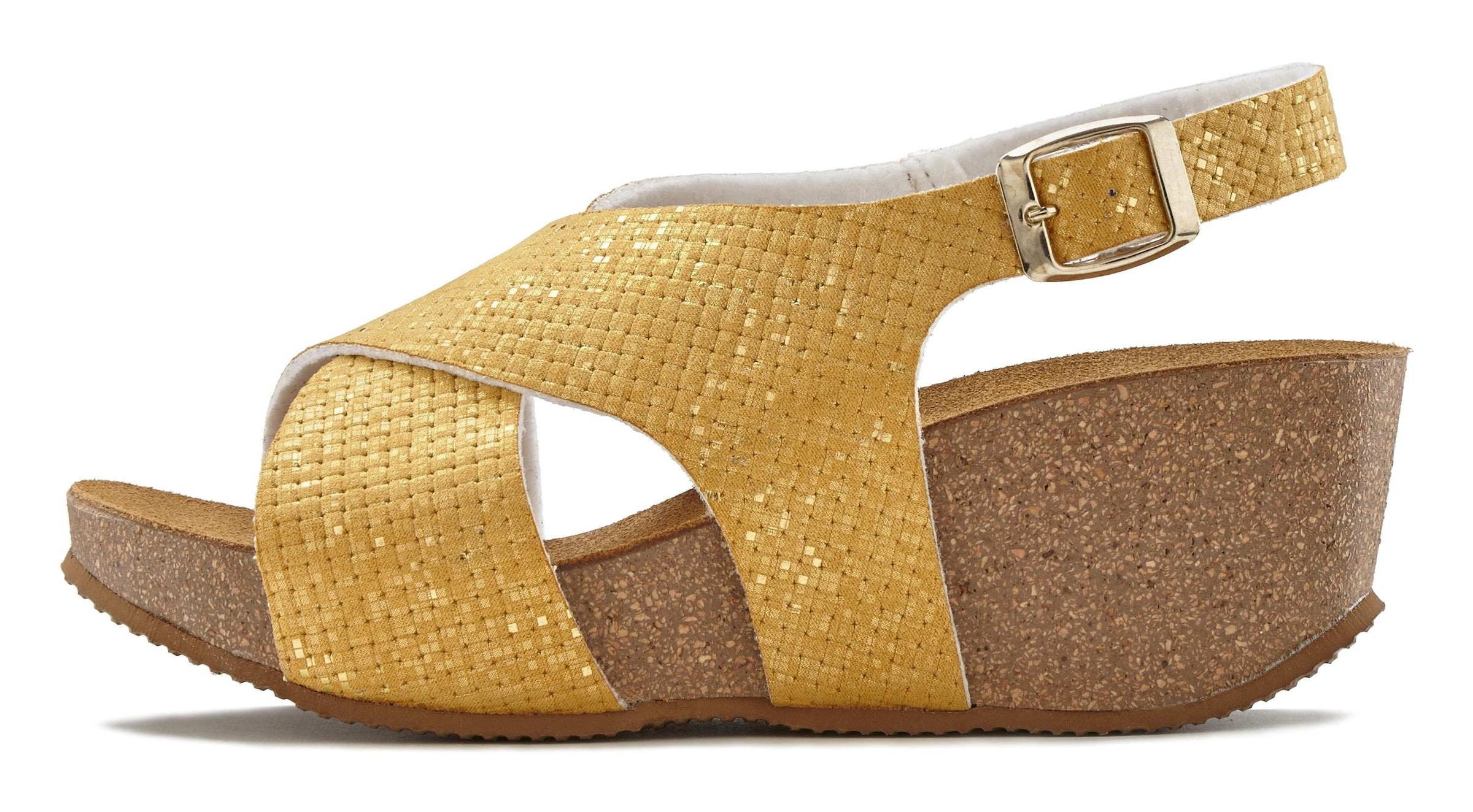 LASCANA Sandalette »Sommerschuh«, Sommerschuh mit Keilabsatz und Korkfußbett