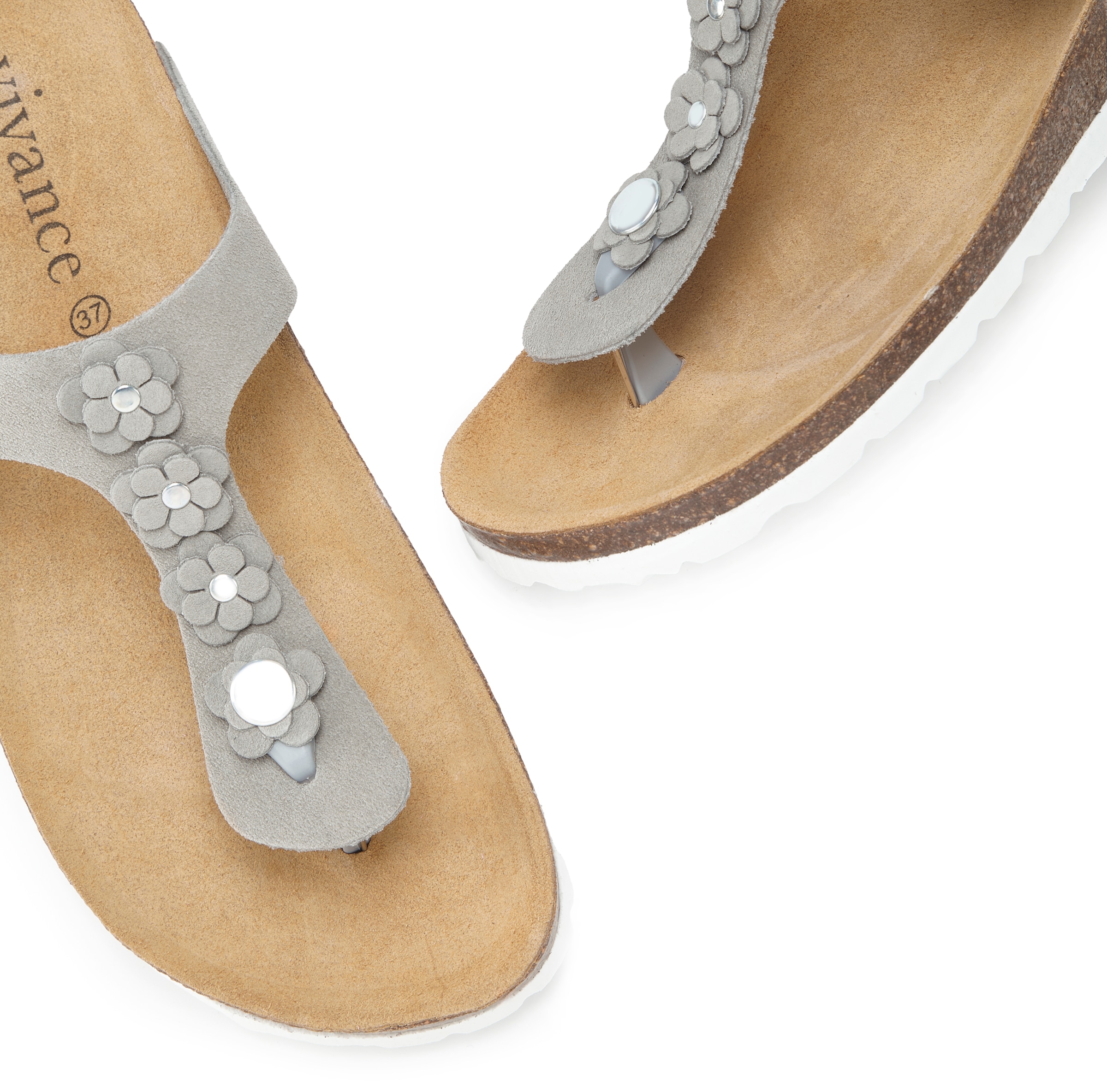 Vivance Pantolette »Mule, Sandale, offener Schuh, Sommerschuh,«  NEU aus Leder mit Korkfußbett und Blüten-Applikation