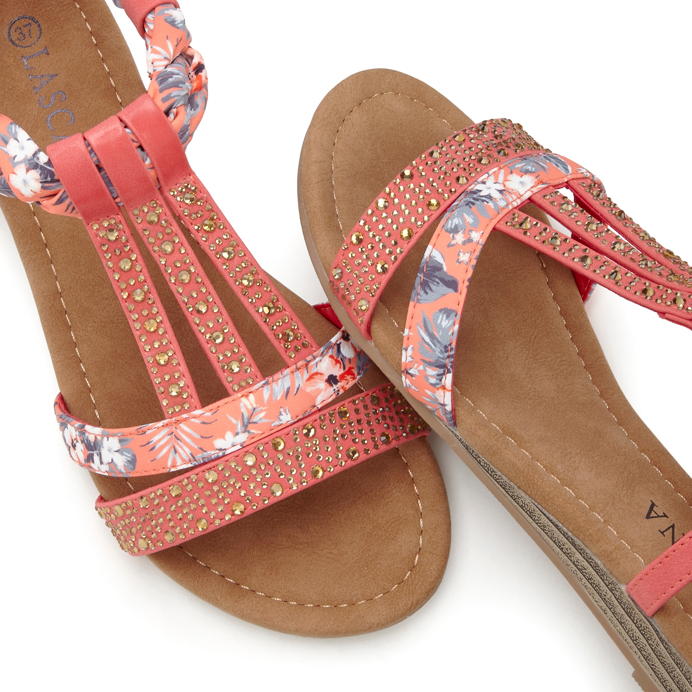 LASCANA Sandale »Sommerschuh, Sandalette,«, mit Verzierung und kleinem Keilabsatz im Festival-Look VEGAN