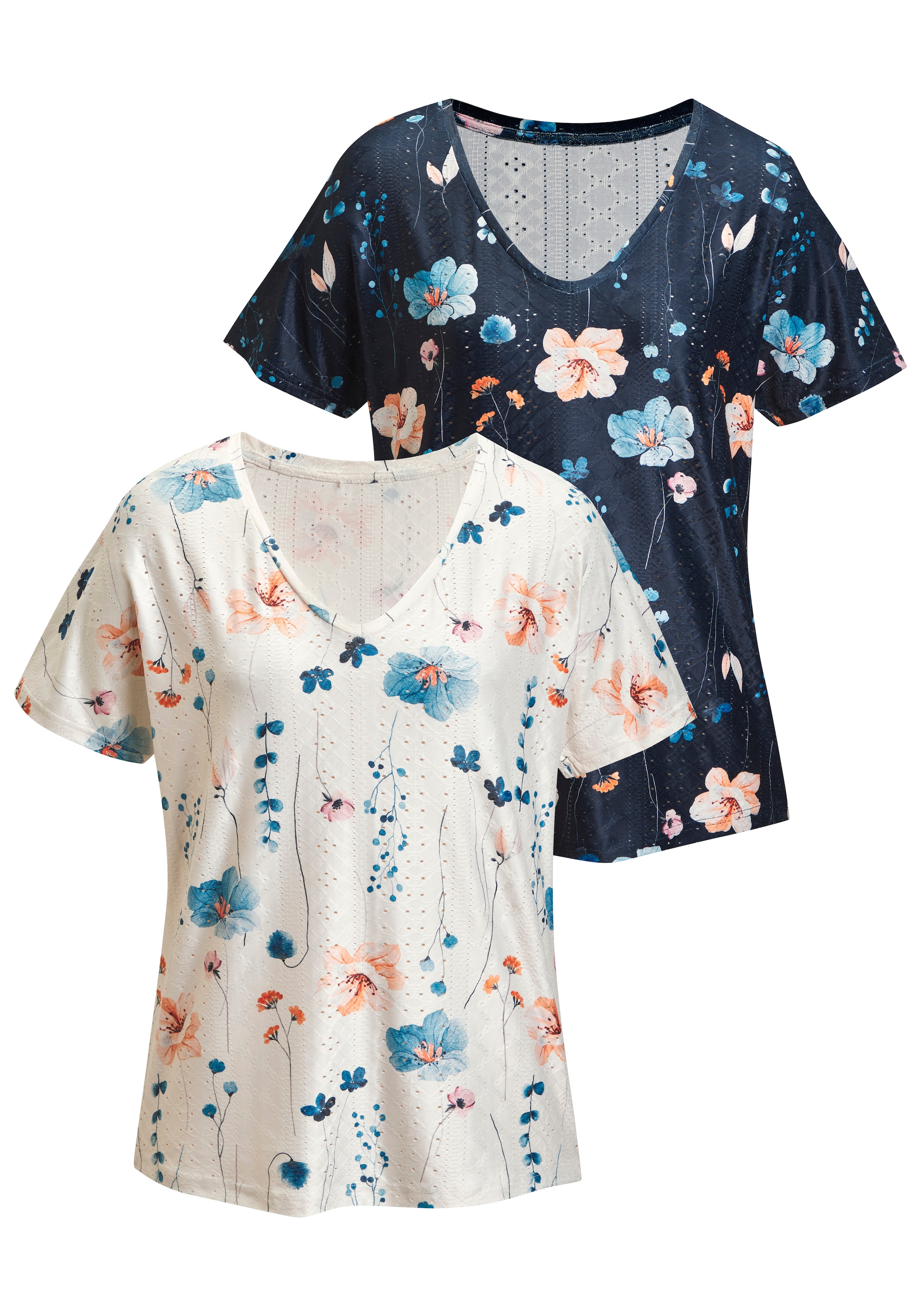 Vivance Kurzarmshirt »aus recyceltem Material« bügelfreie Qualität mit Ajourstruktur
