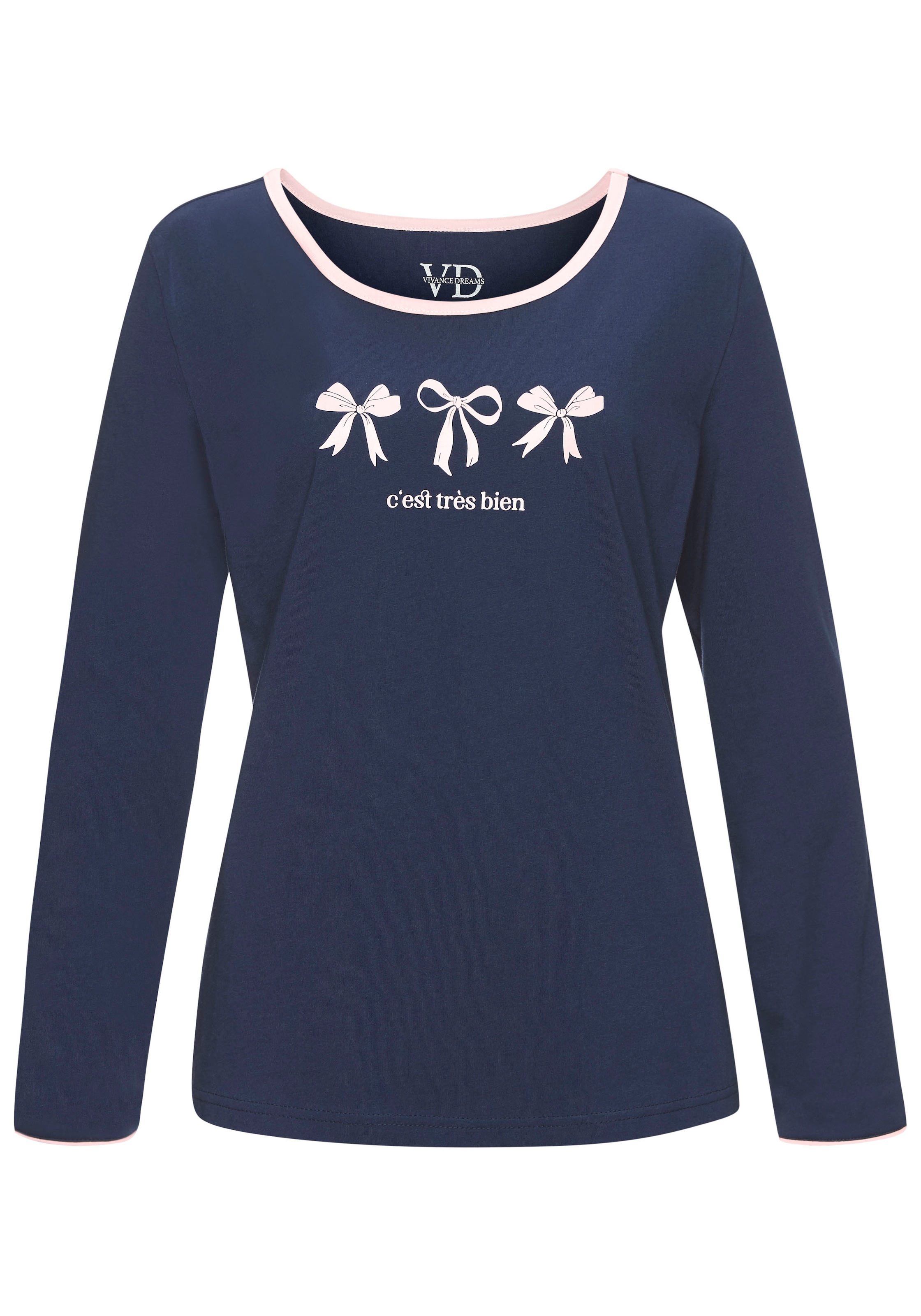 Vivance Dreams Pyjama Set, 2 Stk. tlg., Mit süßem Schleifenmuster