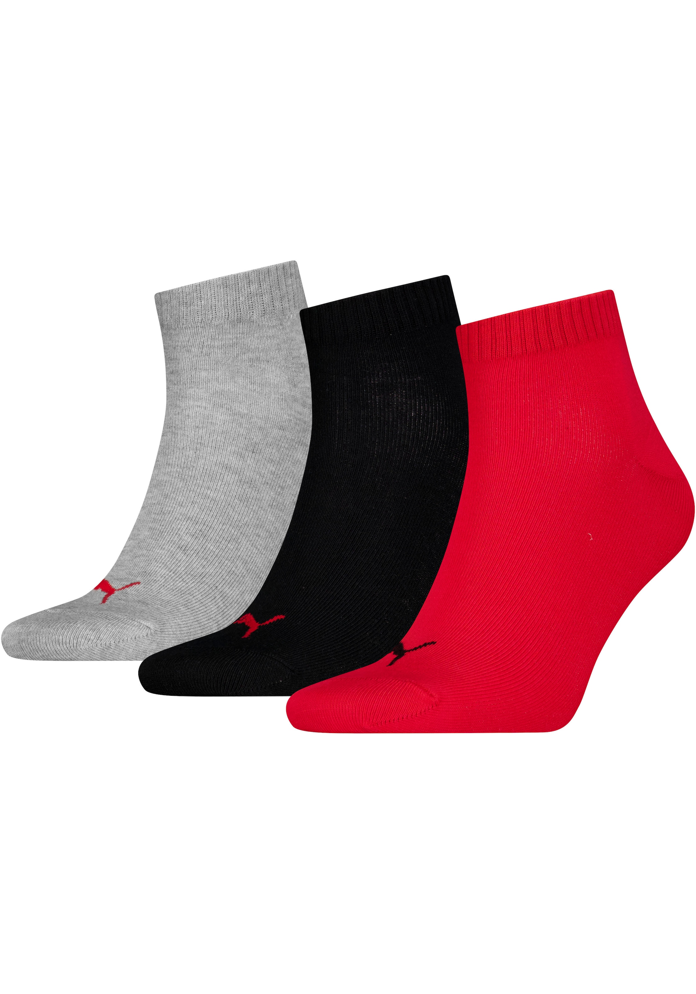 PUMA Kurzsocken »PUMA UNISEX QUARTER PLAIN 3P« 3 Paar, 3 Paar tlg. Atmungsaktiv, Rippenbündchen, weiche Baumwollmischung