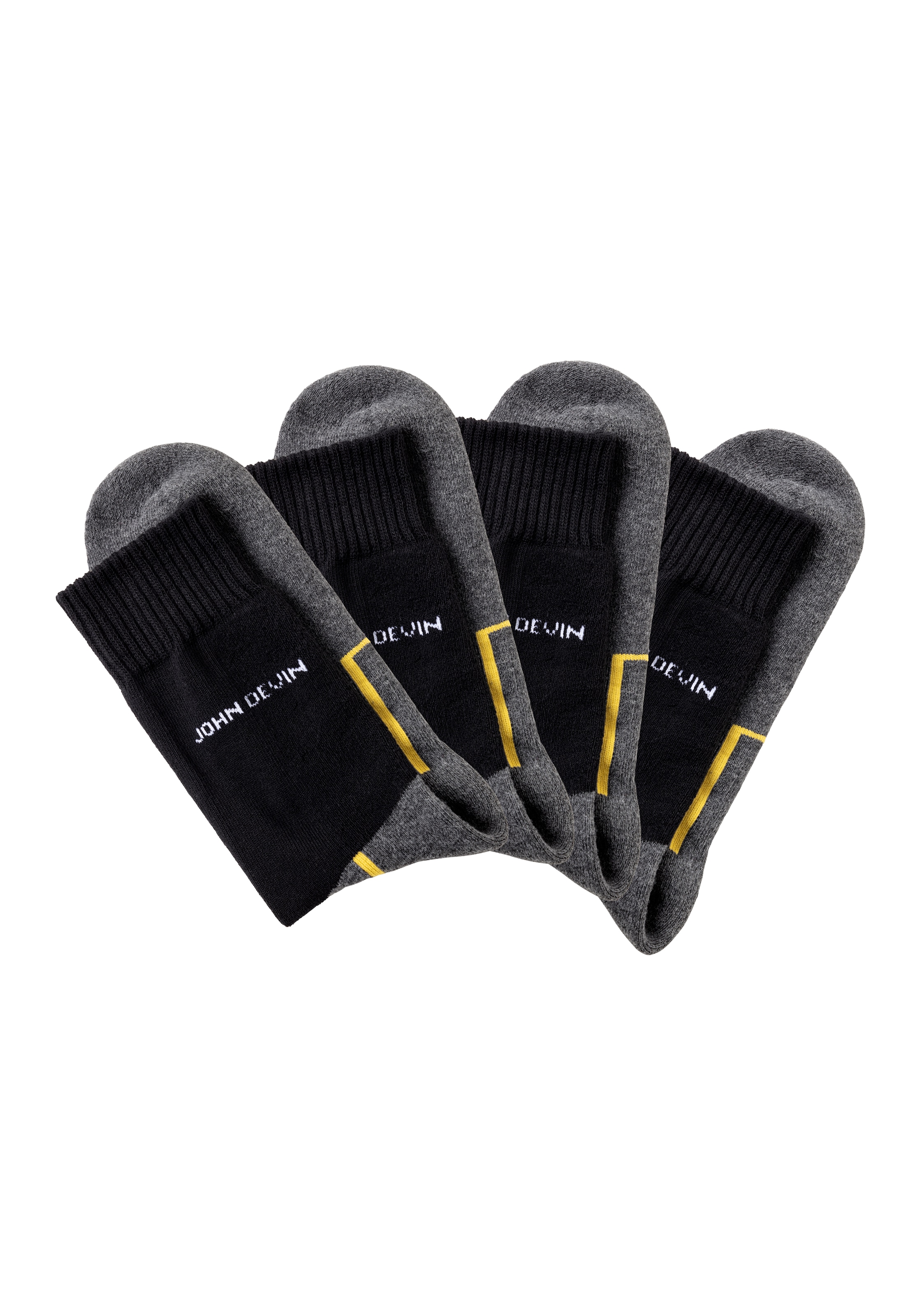 John Devin Funktionssocken Packung, 4 Stk. tlg. mit Sohlen über Zehen und hoch Fersenplüsch