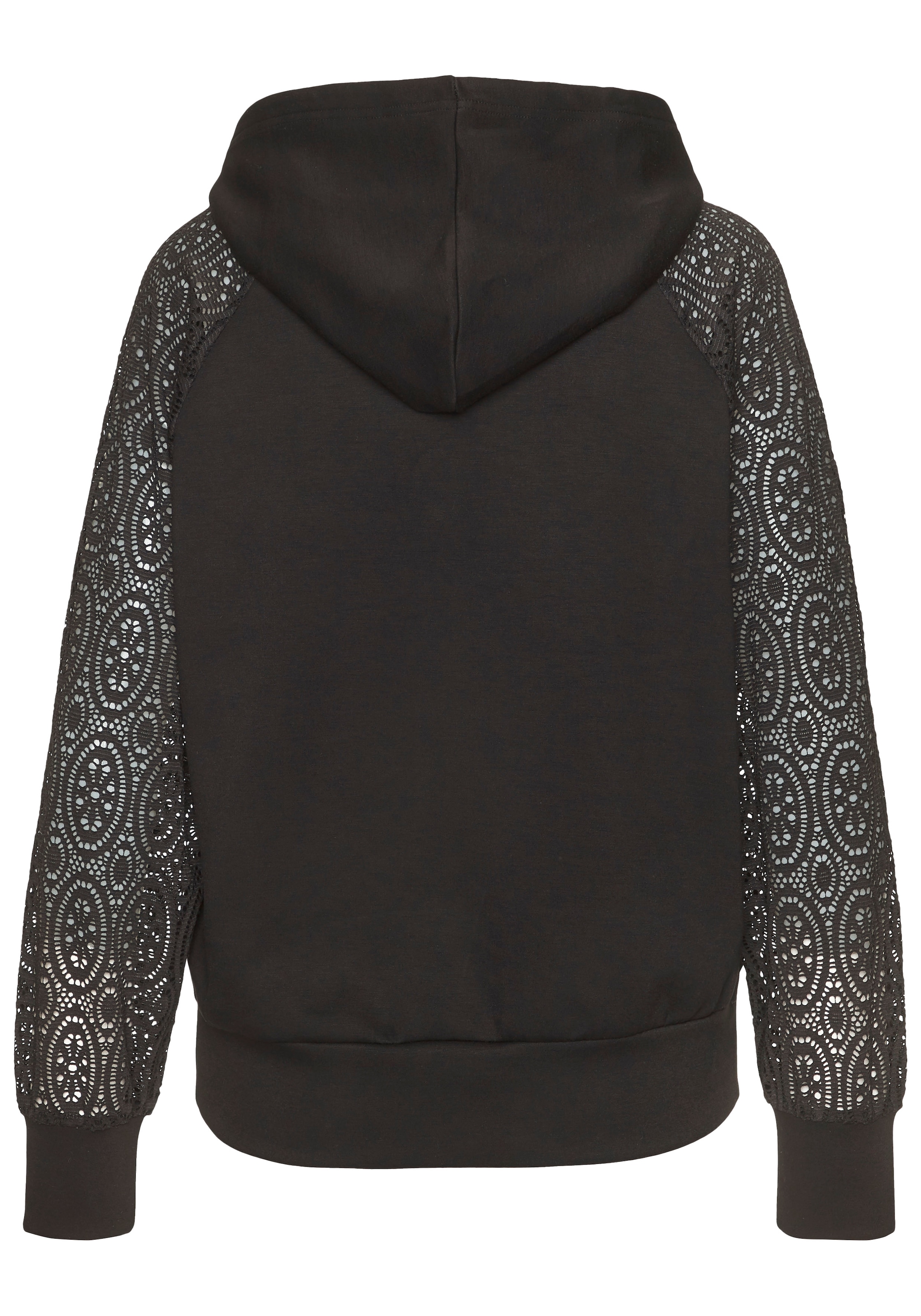 LASCANA Kapuzensweatshirt , mit Ärmeln aus elastischer Spitze
