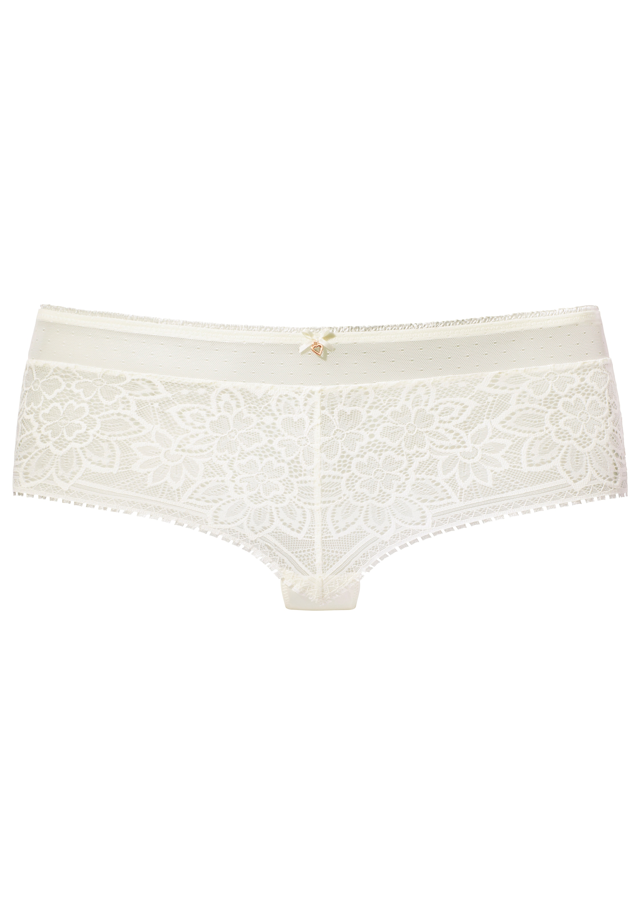 LASCANA Panty, aus blumiger Jacquardspitze mit hübschem Accessoire
