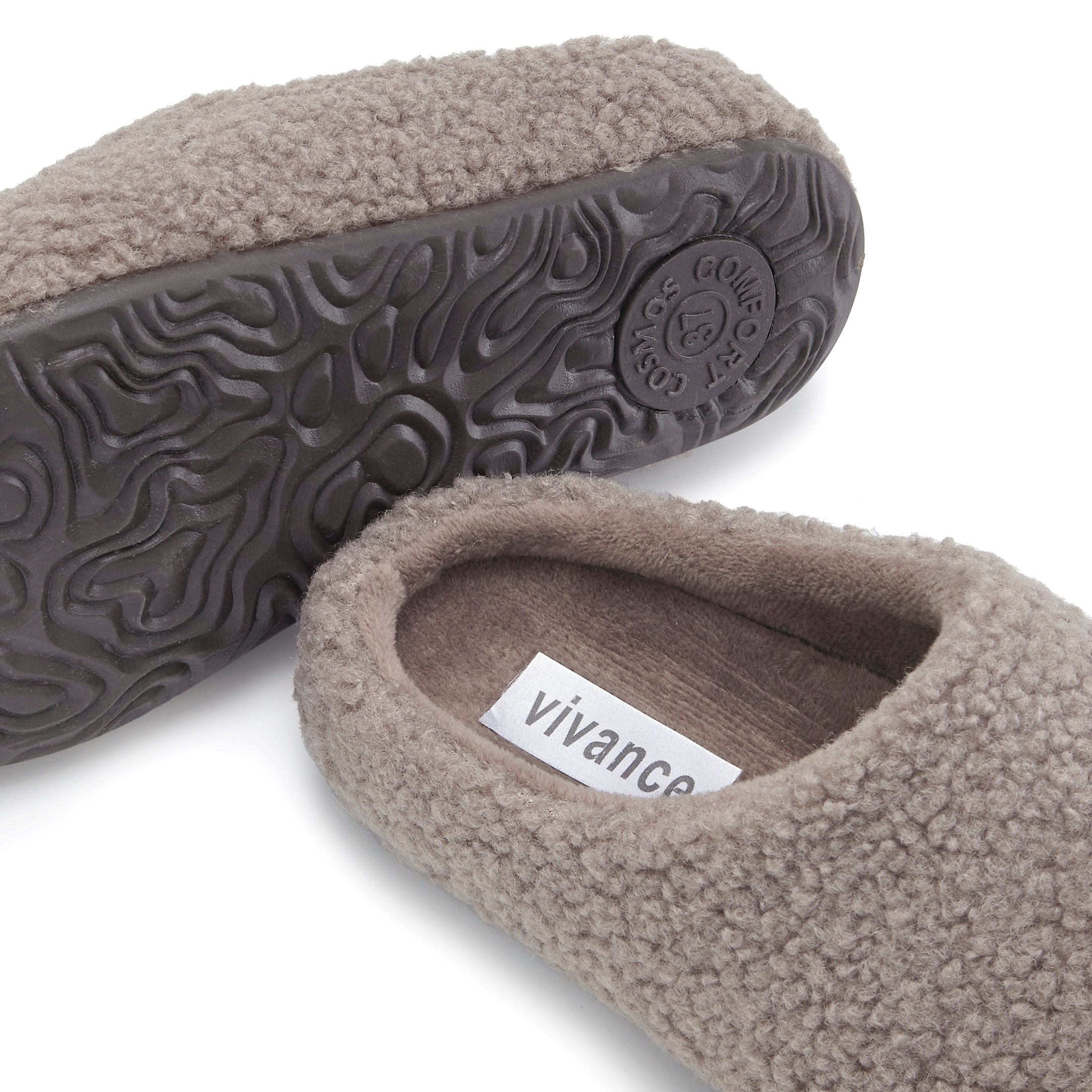 Vivance Hausschuh  Plüsch Hausschuhe, Mule, offener Schuh, Pantolette VEGAN