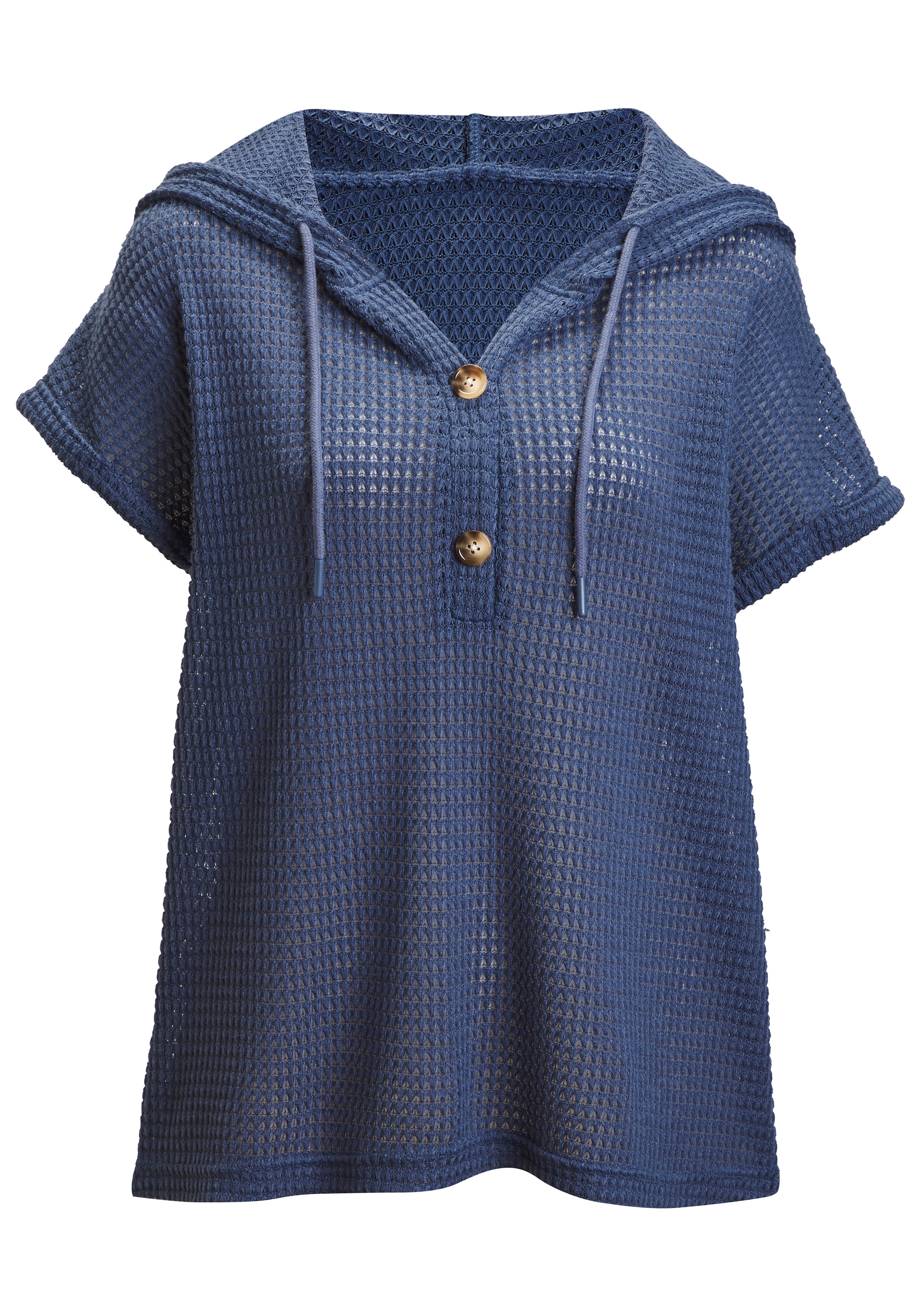 LASCANA Strandshirt »aus sommerlichem Waffelstrick« 1 mit Kapuze und Knopfleiste