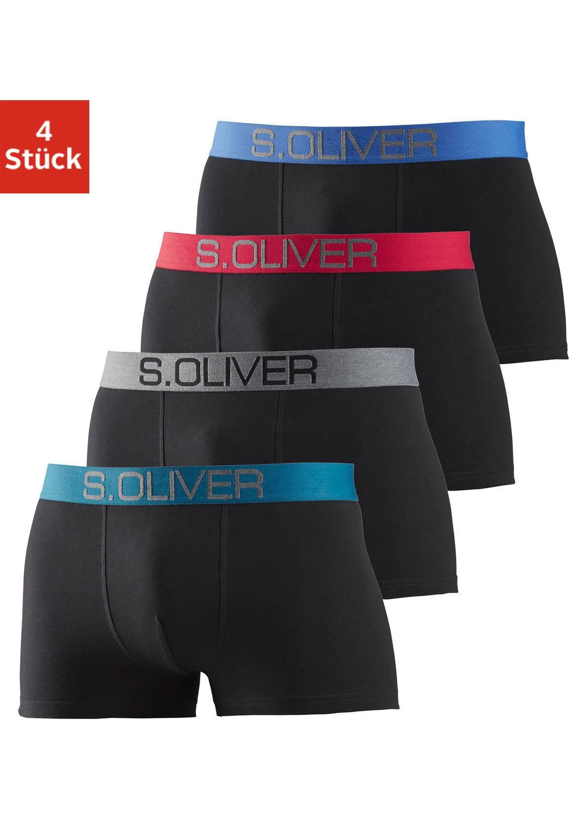 s.Oliver Boxer »Boxershorts für Herren«, (Packung, 4 St.), mit kontrastfarbenem Webbund