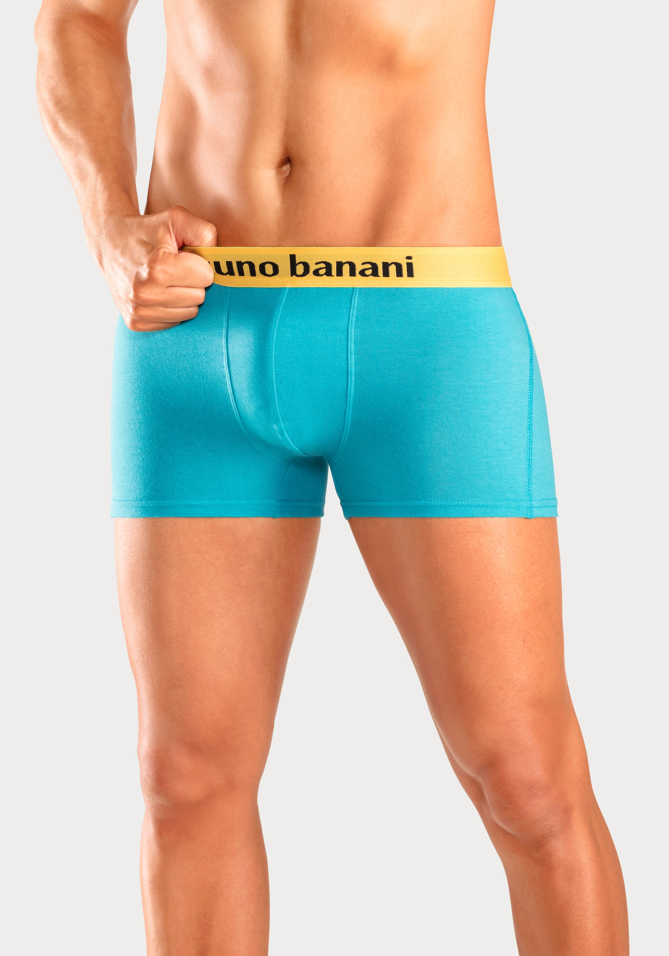 Bruno Banani Boxer »Boxershorts für Herren«, (Packung, 4 St.), mit farbigen Marken-Schriftzug am Bündchen