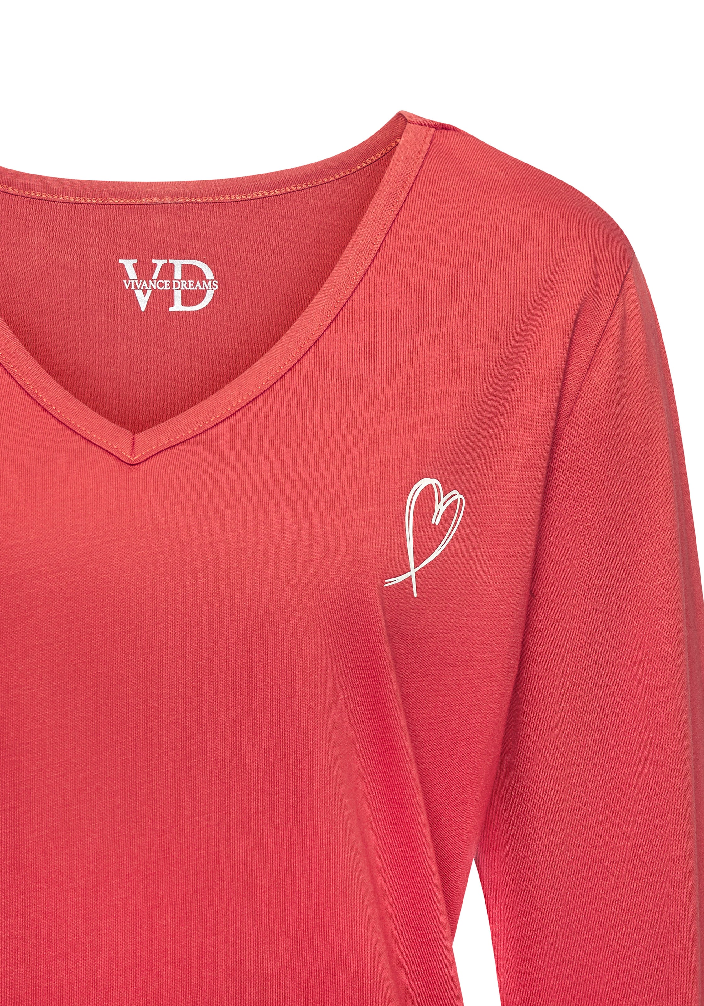 Vivance Dreams Pyjamaoberteil 1-teilig,  mit kleinem Herzprint