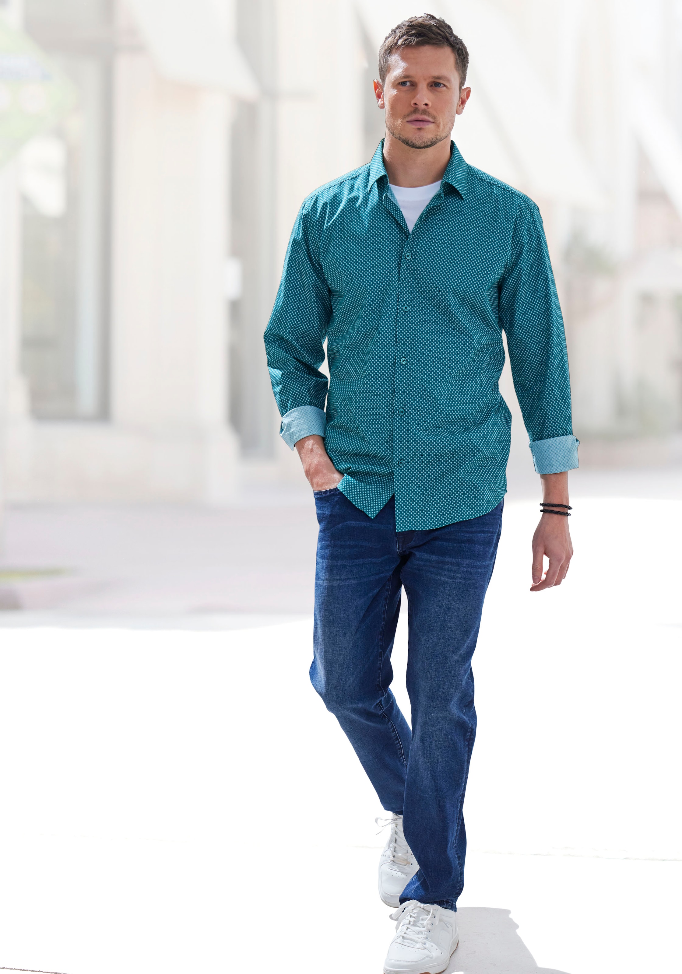 John Devin 5-Pocket-Jeans »Straight-fit Jeans«, aus elastischer Denim-Qualität
