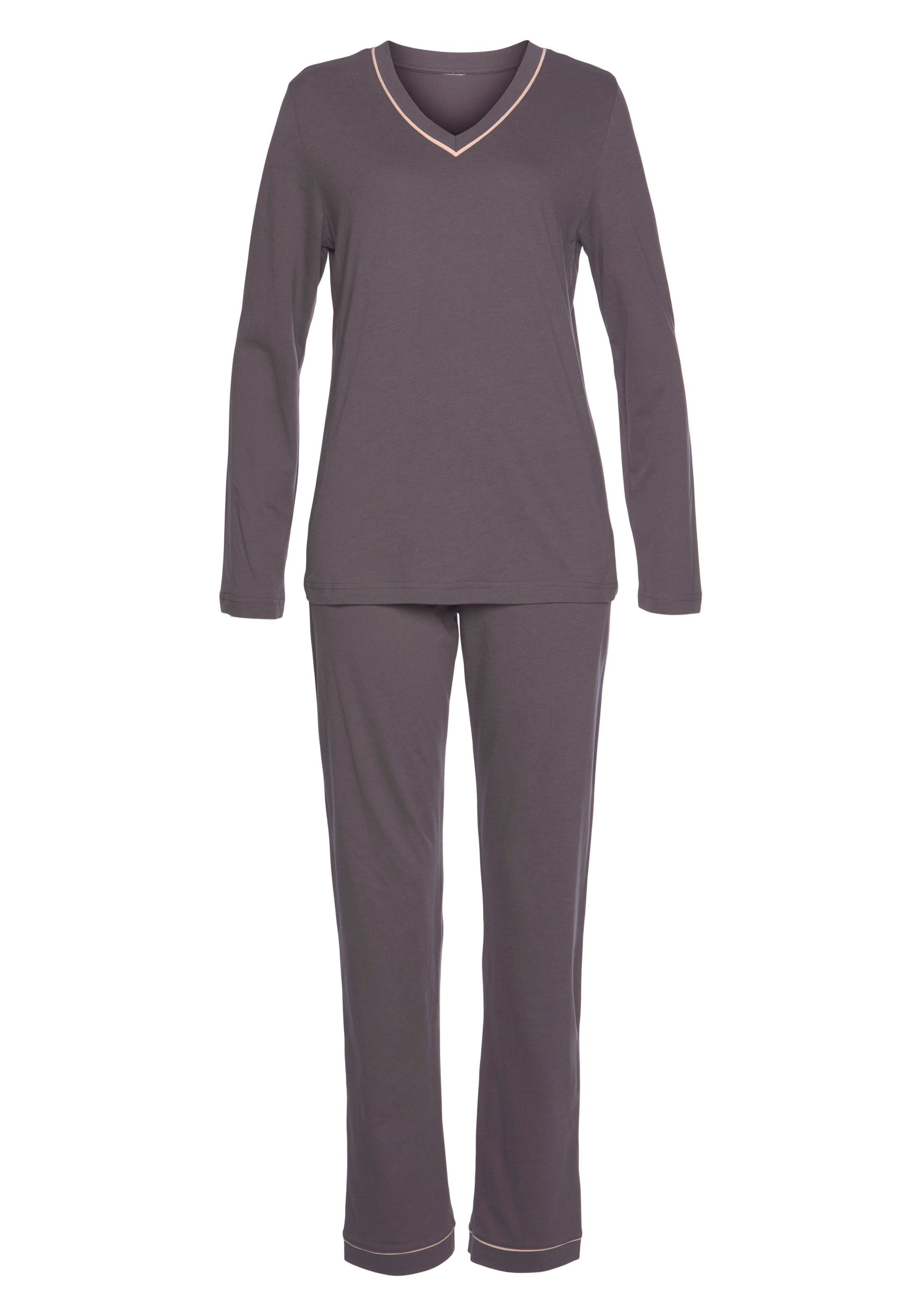 Vivance Dreams Pyjama, (2 tlg.), mit Kontrastpaspel-Details