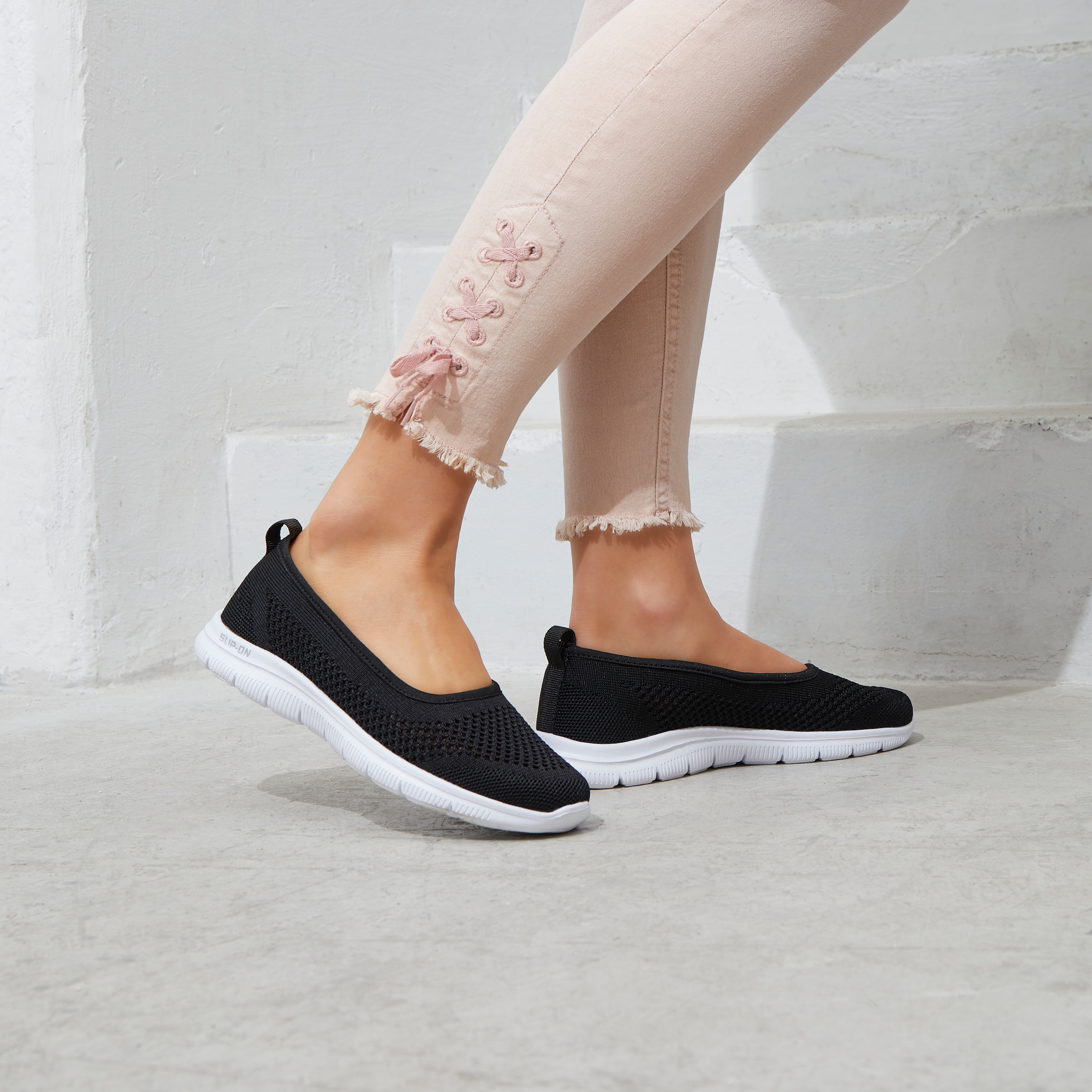 LASCANA Sneaker Ballerinas, ultraleichter Slipper, Freizeitschuh zum Reinschlüpfen VEGAN