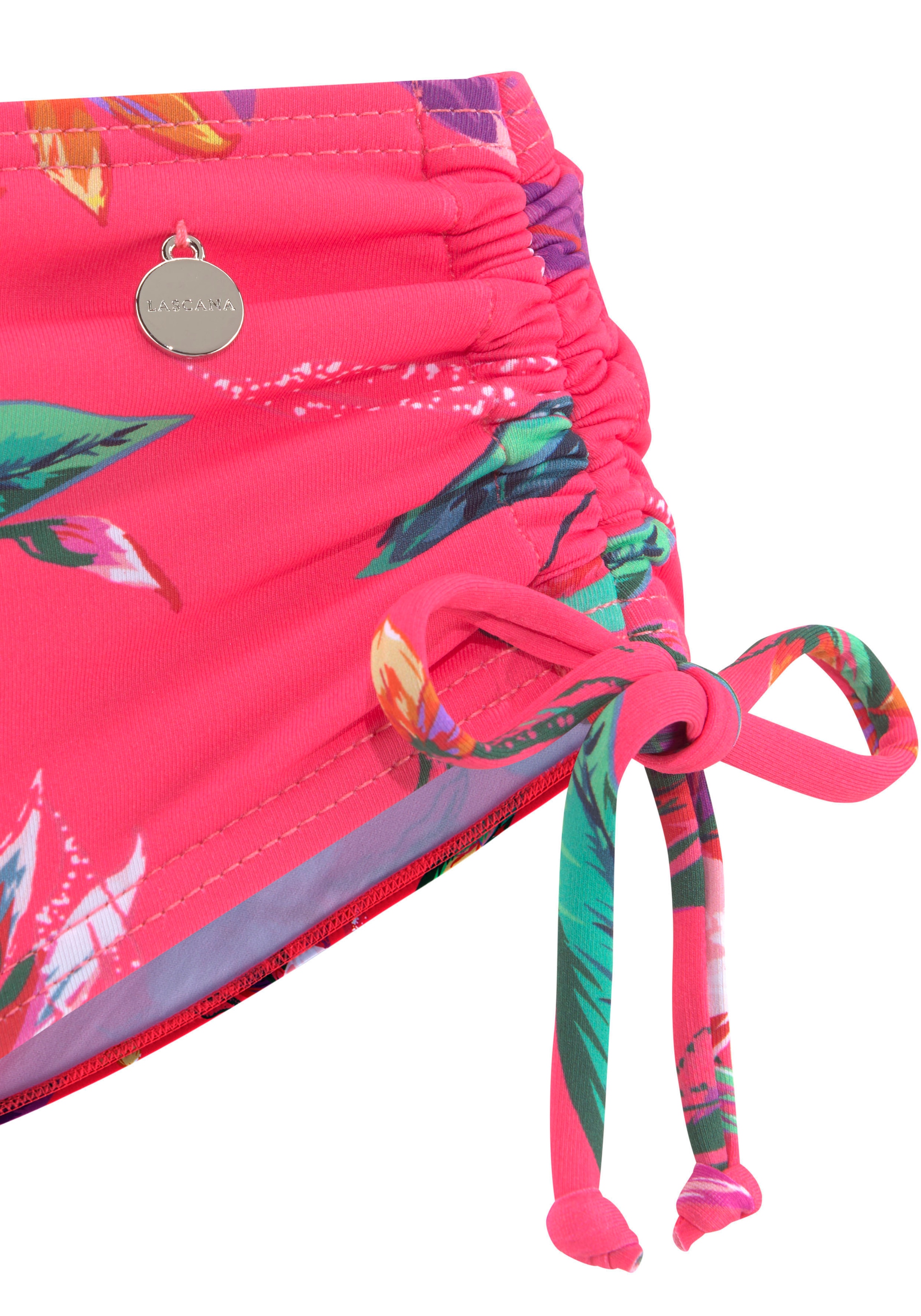 LASCANA Bikini-Hose »Malia« mit seitlicher Raffung mit tropischem Print