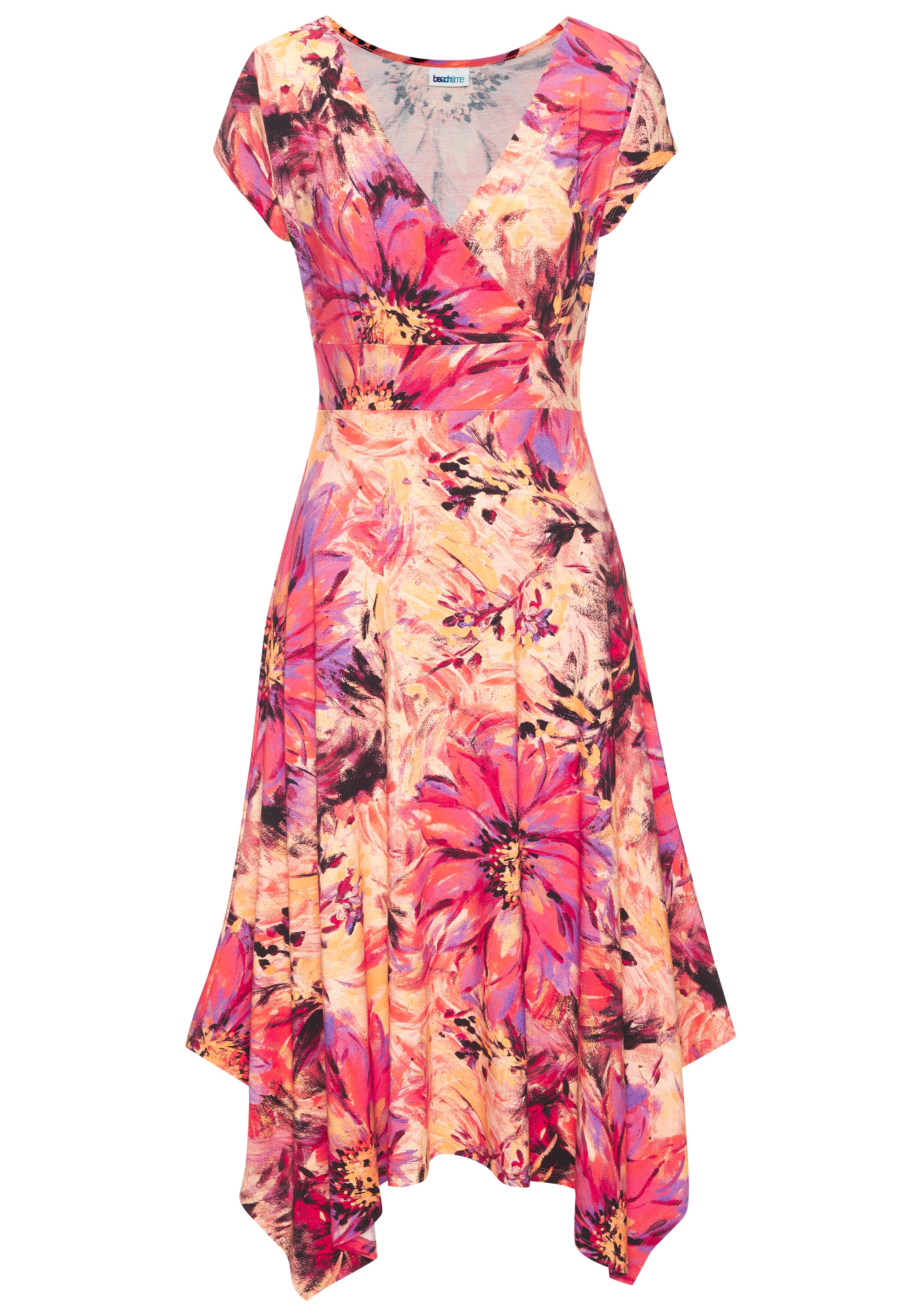 Beachtime Sommerkleid, mit Zipfelsaum und Schleife, Jerseykleid, asymmetrisches Rockteil
